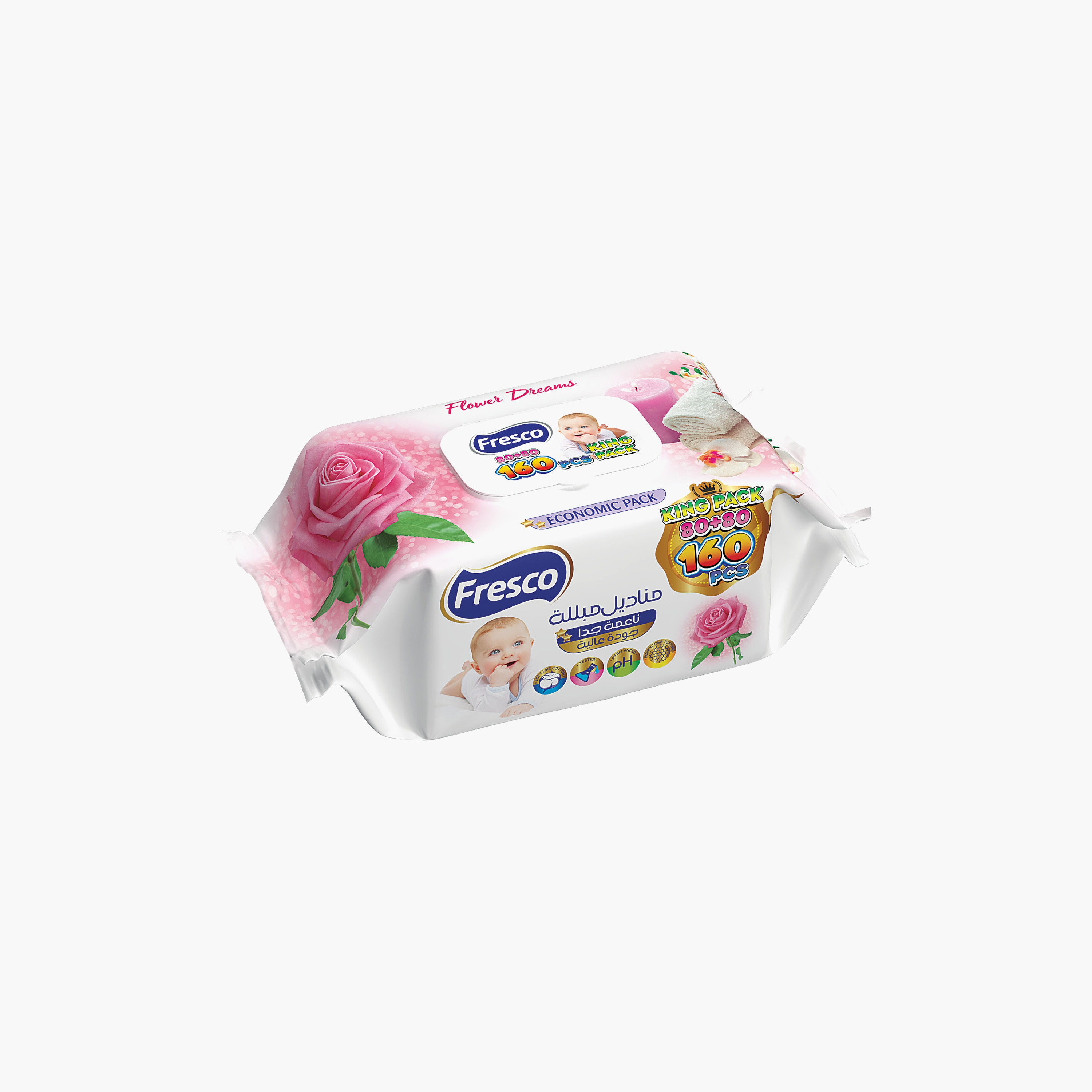 Fresco 160-Piece Flower Dreams Wet Wipes-baby-diapering-babywipes-image-1