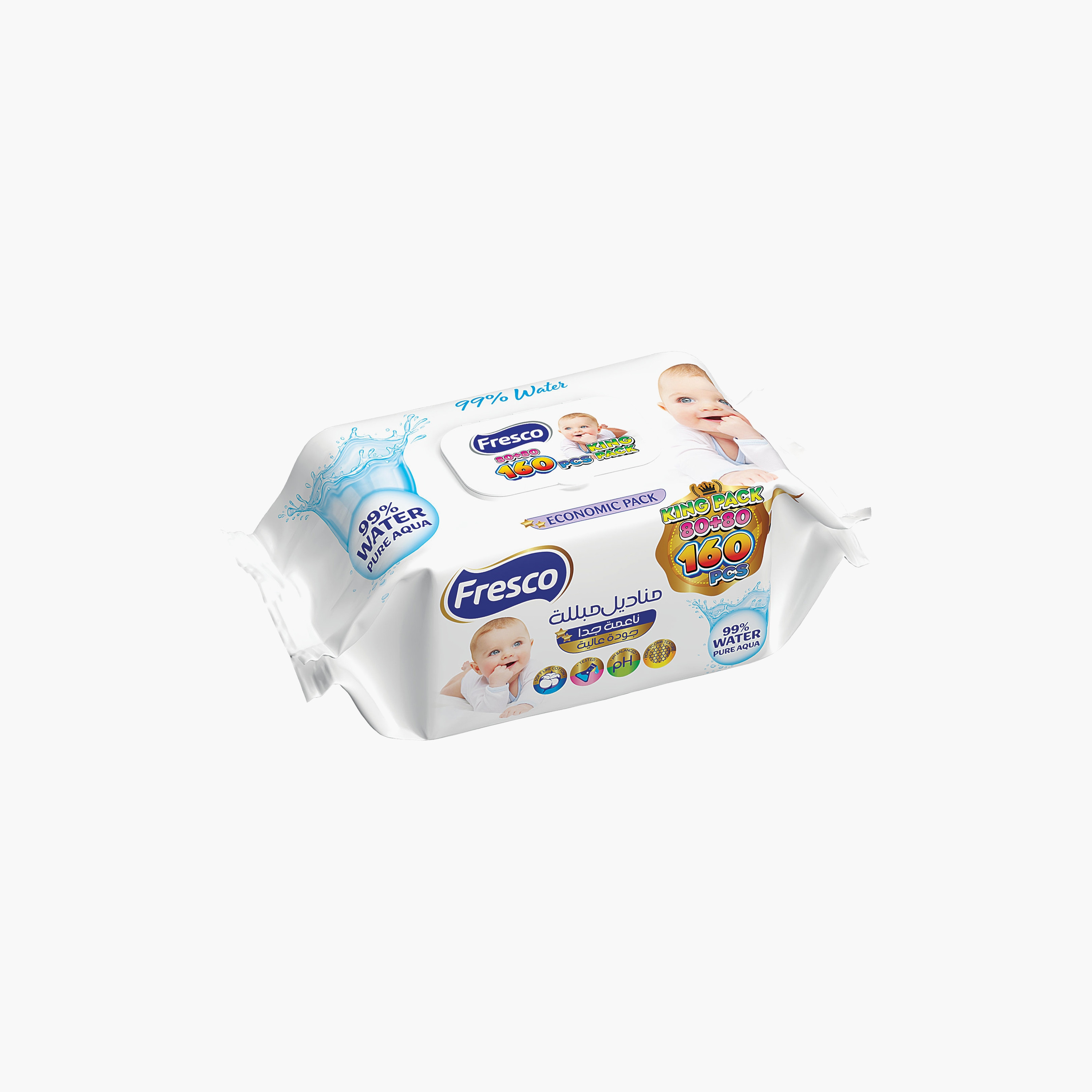 Fresco 160-Piece Pure Aqua Wet Wipes-baby-diapering-babywipes-image-1