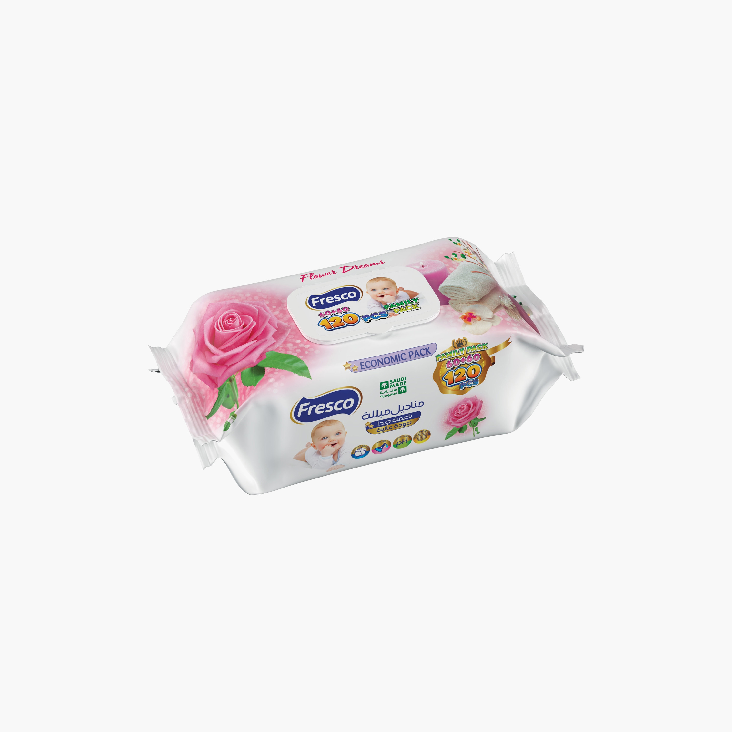 Fresco 120-Piece Flower Dreams Wet Wipes-baby-diapering-babywipes-image-1