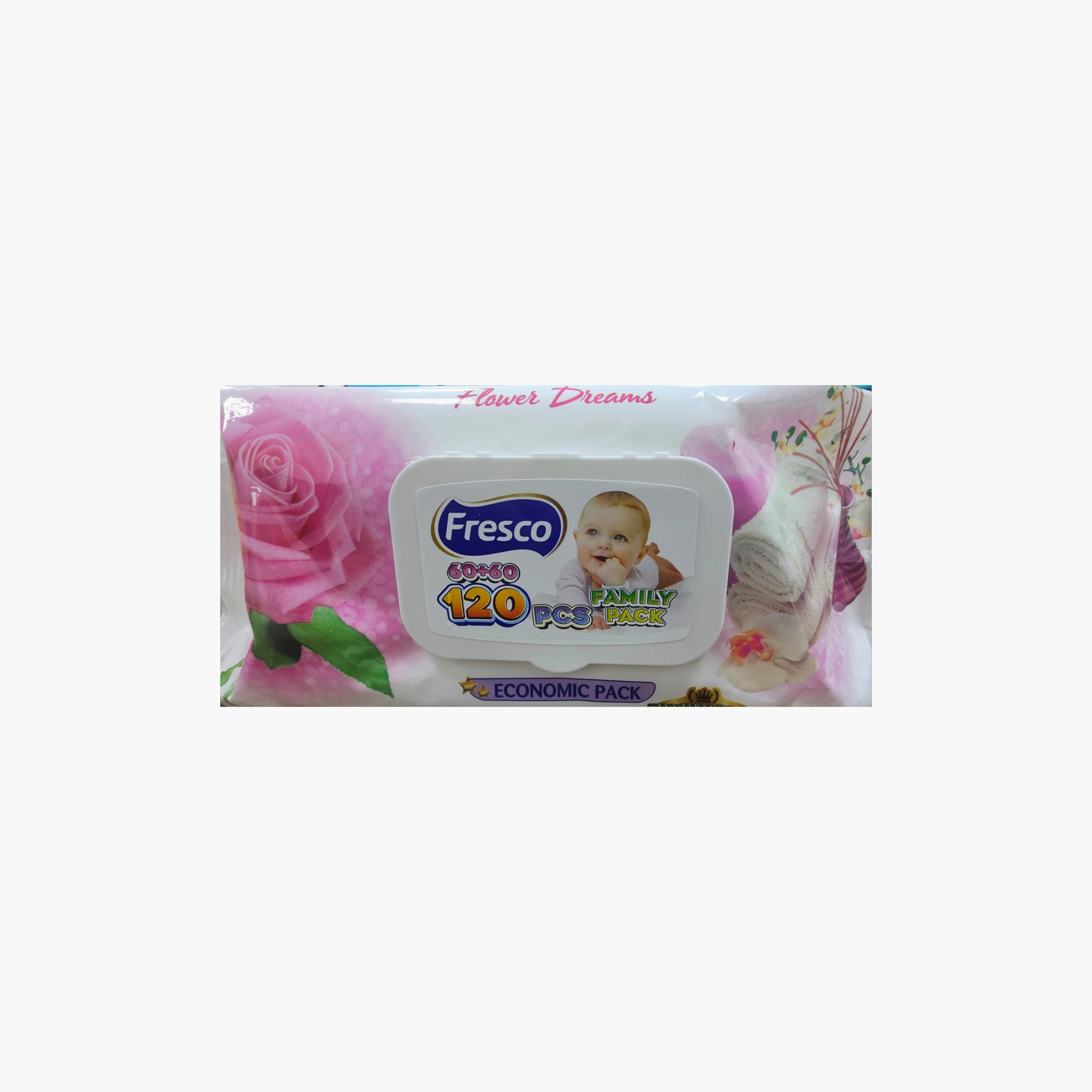 Fresco 120-Piece Flower Dreams Wet Wipes-baby-diapering-babywipes-image-2