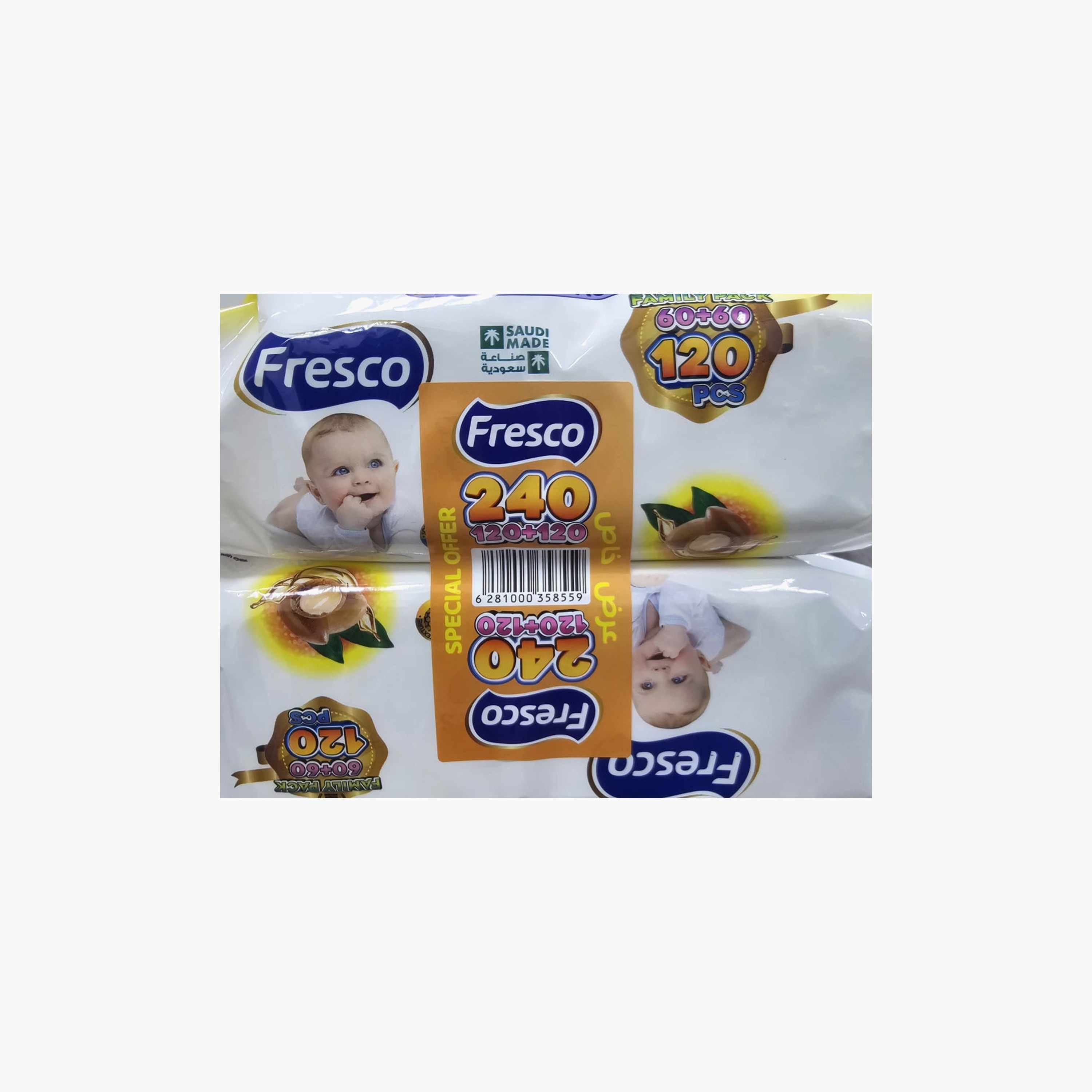 Fresco Pack of 2 Moroccan Argan Wet Wipes, 240-Pieces-baby-diapering-babywipes-image-2