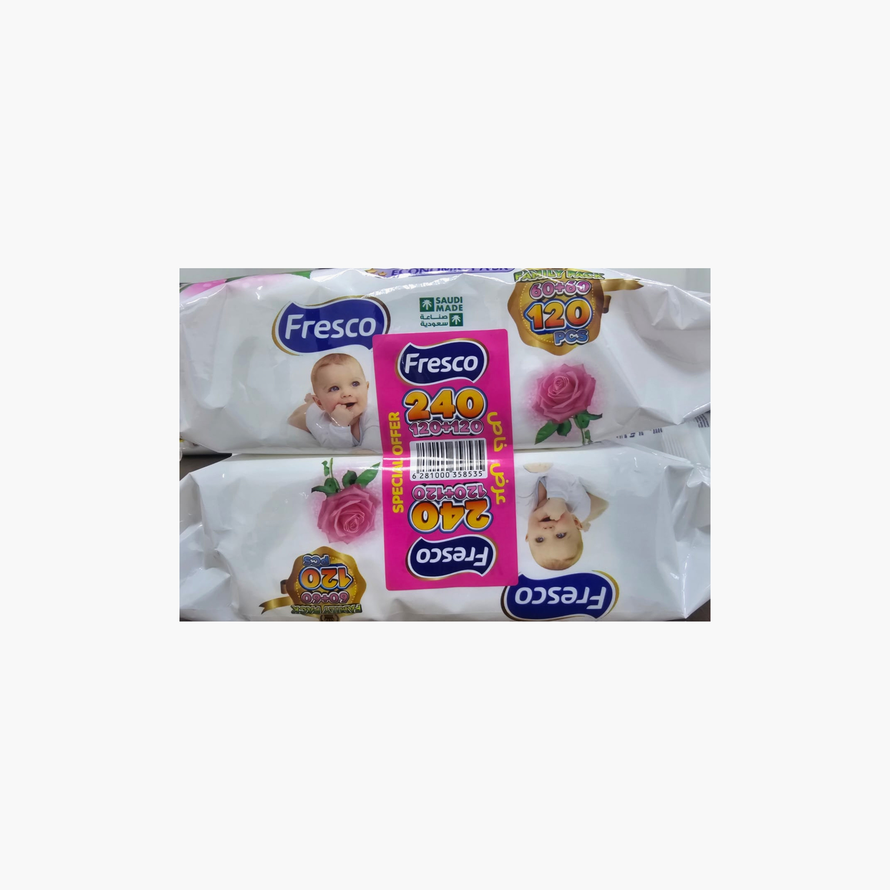 Fresco Pack of 2 Flower Dreams Wet Wipes, 240-Pieces-baby-diapering-babywipes-image-2
