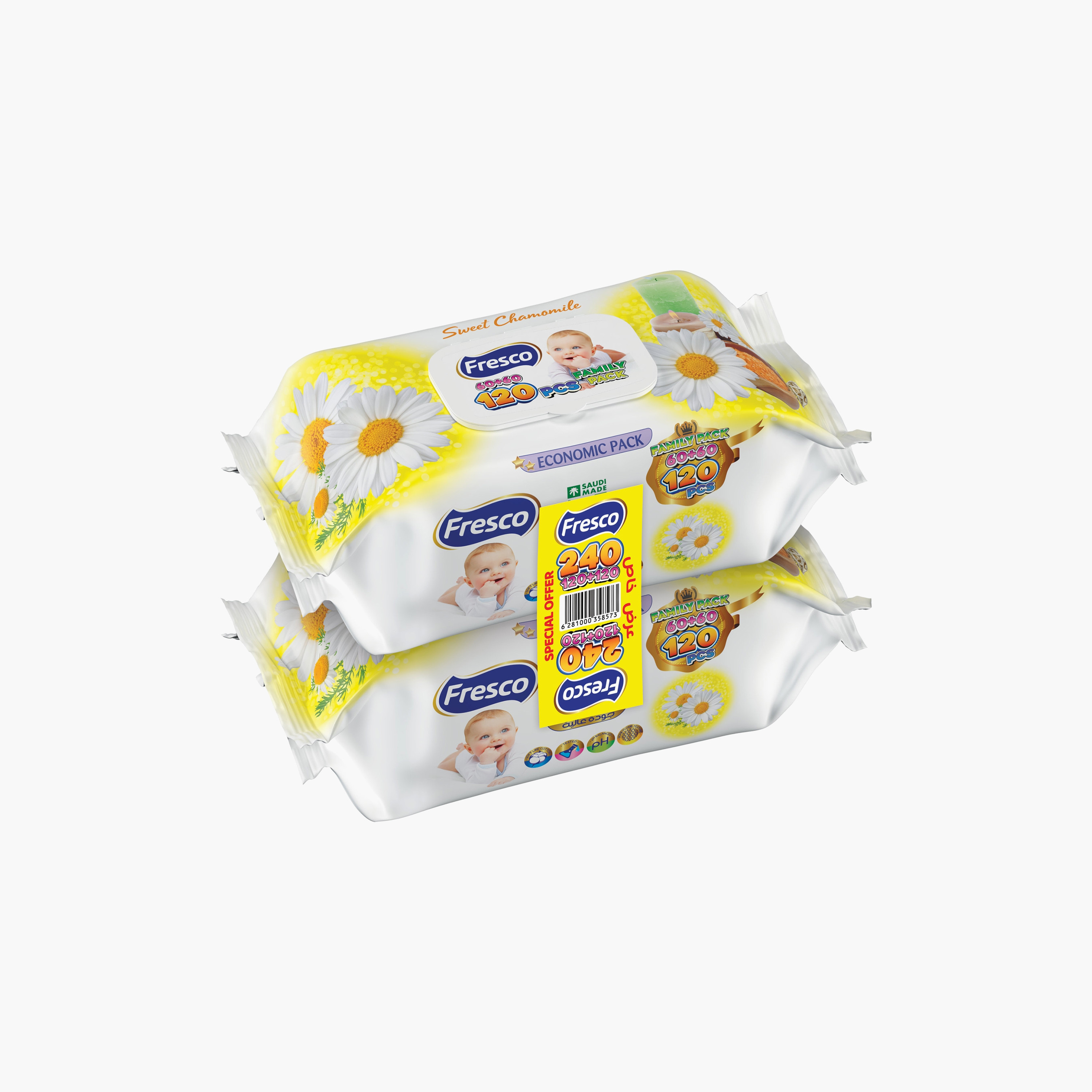 Fresco Pack of 2 Sweet Chamomile Wet Wipes, 240-Pieces-baby-diapering-babywipes-image-1