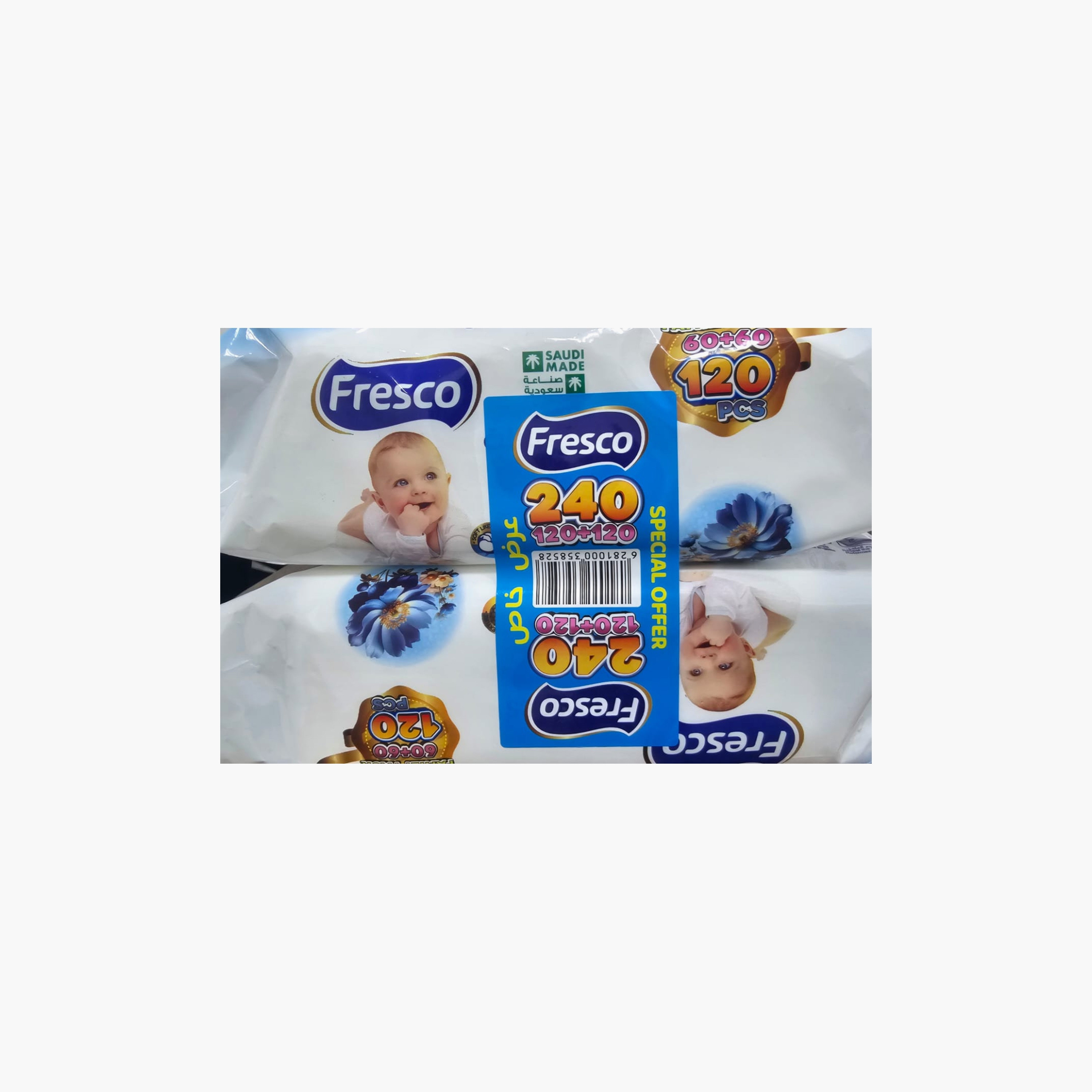 Fresco Pack of 2 Blue Blossom Wet Wipes, 240-Pieces-baby-diapering-babywipes-image-2