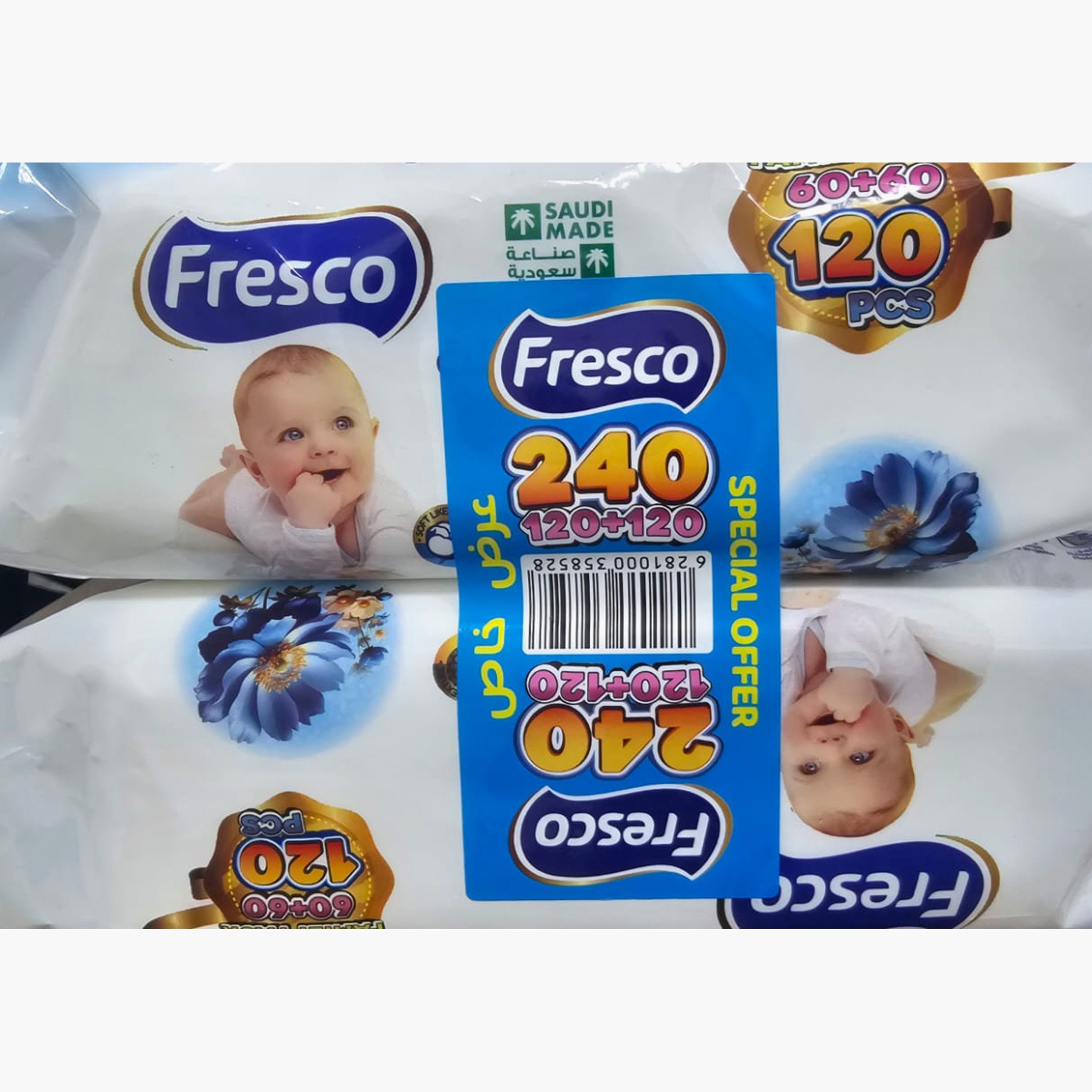 Fresco Pack of 2 Blue Blossom Wet Wipes, 240-Pieces-baby-diapering-babywipes-image-4