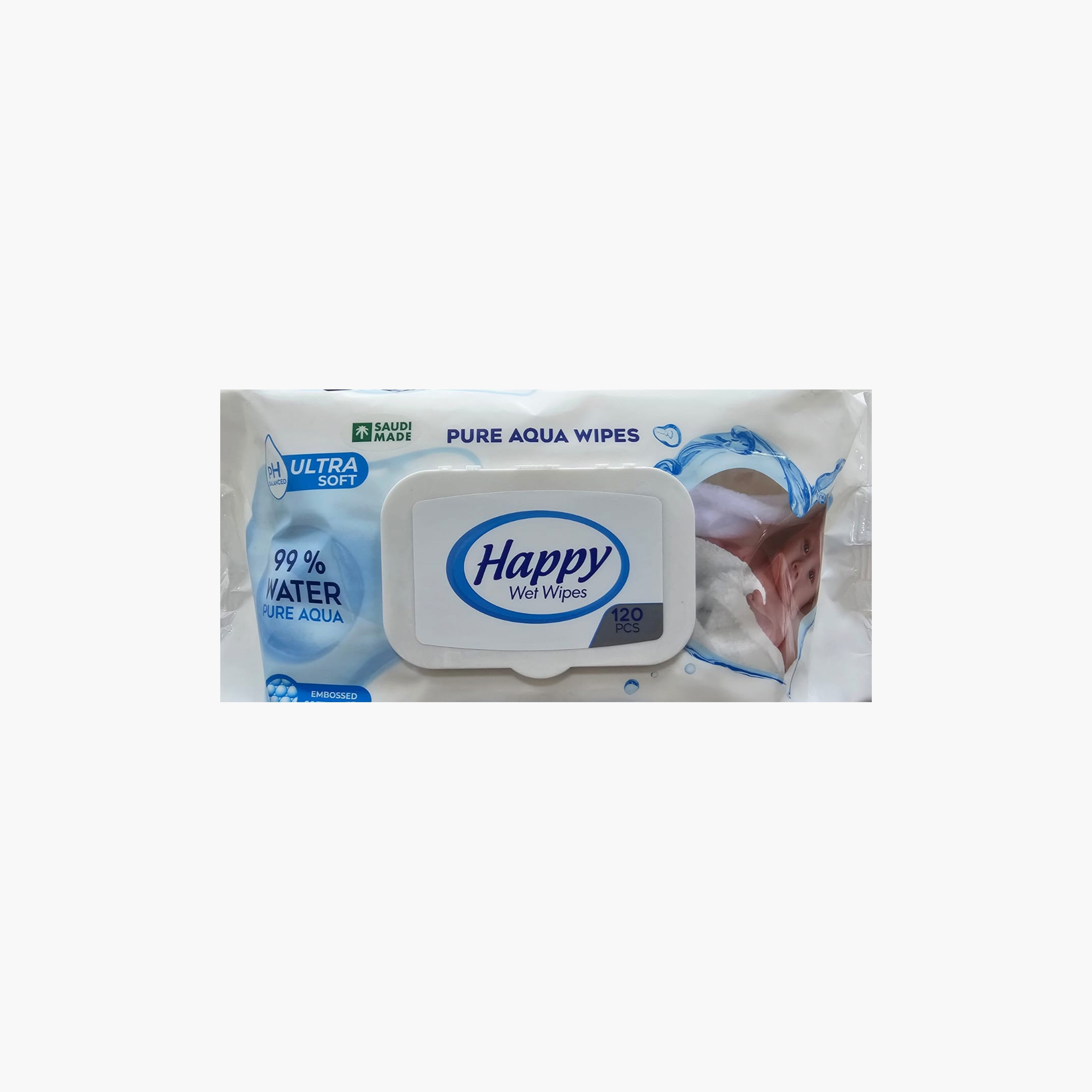 مناديل مبللة هابي، 120 قطعة، بخلاصة الماء النقي-baby-diapering-babywipes-image-2