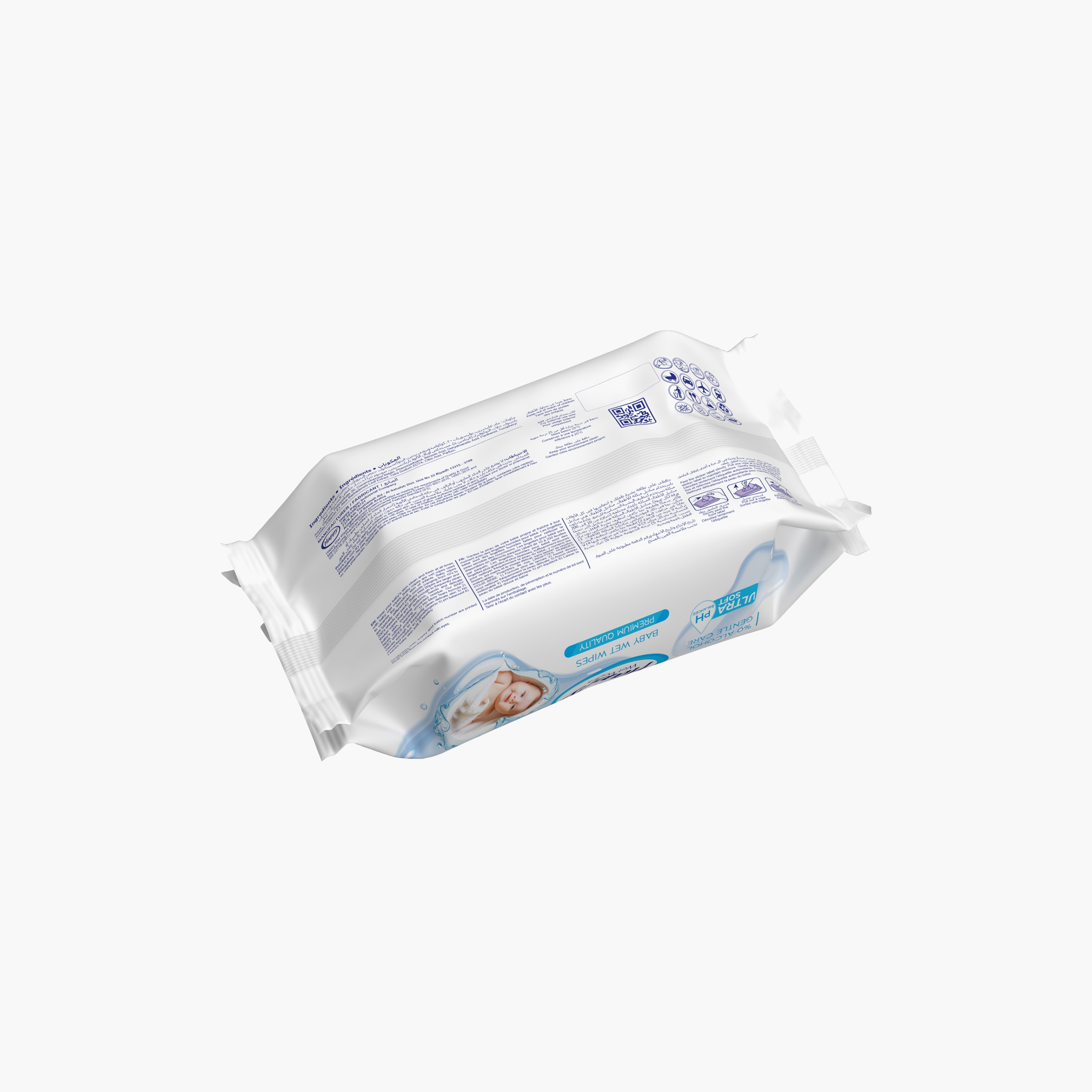 مناديل مبللة هابي، 120 قطعة، بخلاصة الماء النقي-baby-diapering-babywipes-image-3
