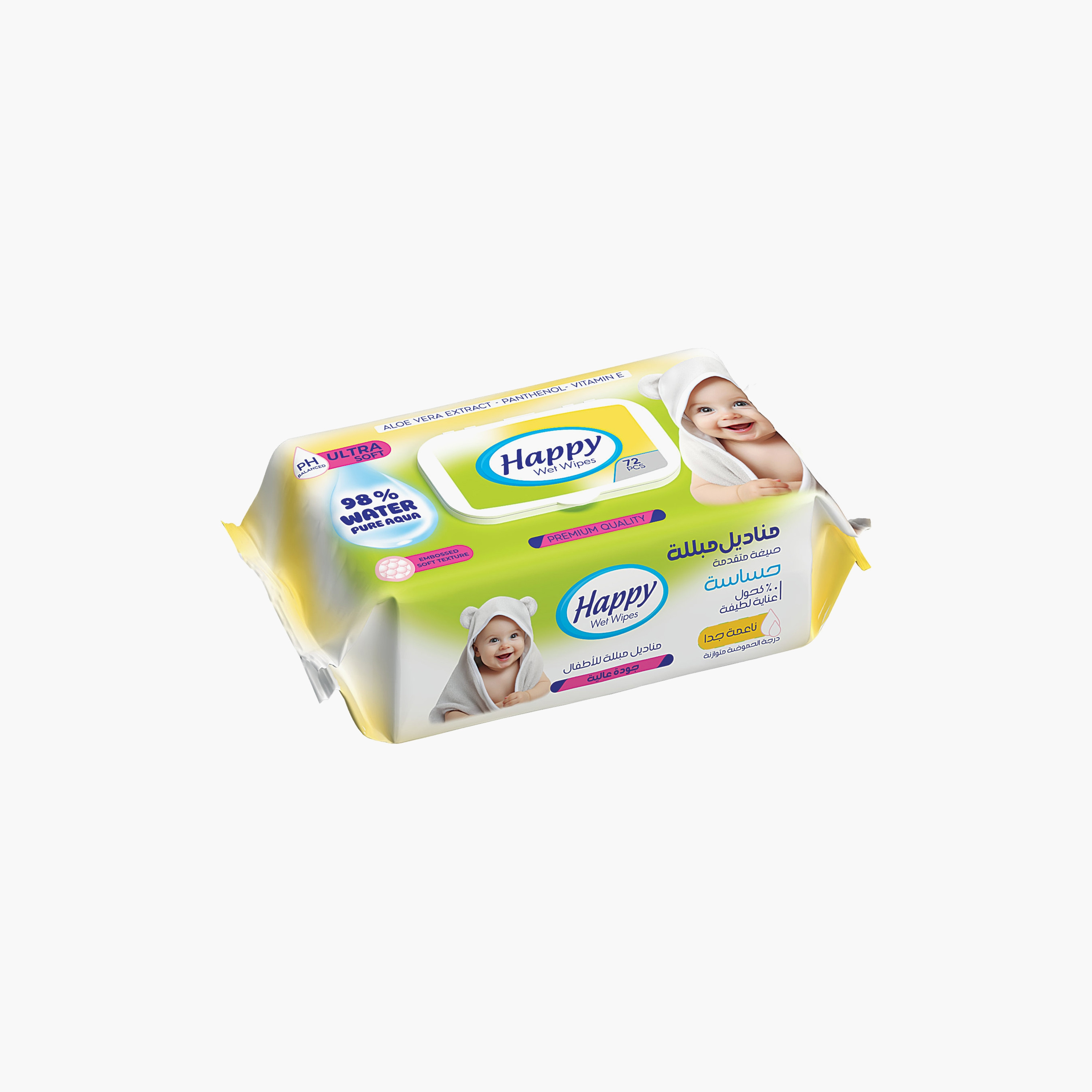 Happy 72-Piece Aloe Vera Ultra Soft Pure Aqua Wet Wipes-baby-diapering-babywipes-image-1