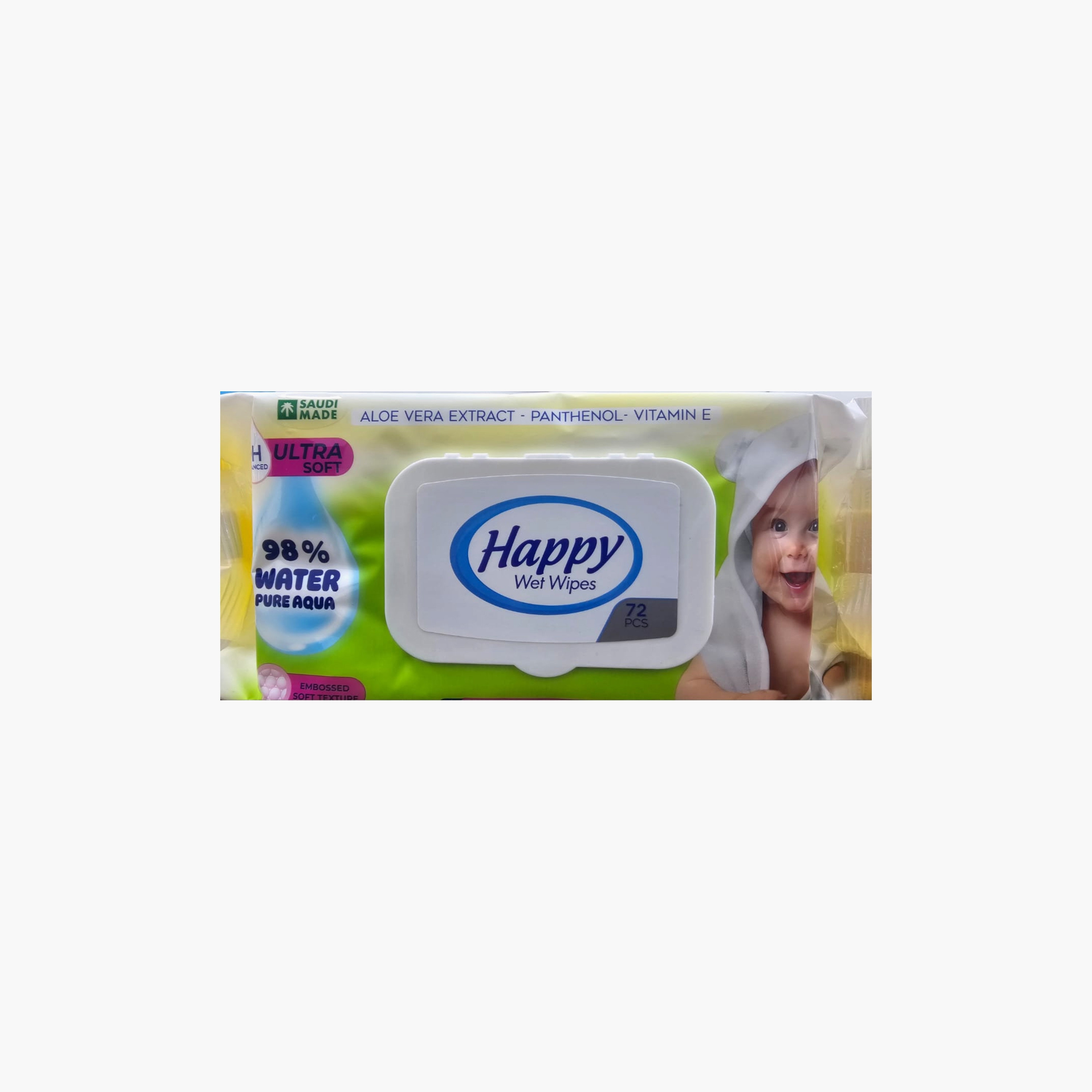 Happy 72-Piece Aloe Vera Ultra Soft Pure Aqua Wet Wipes-baby-diapering-babywipes-image-2