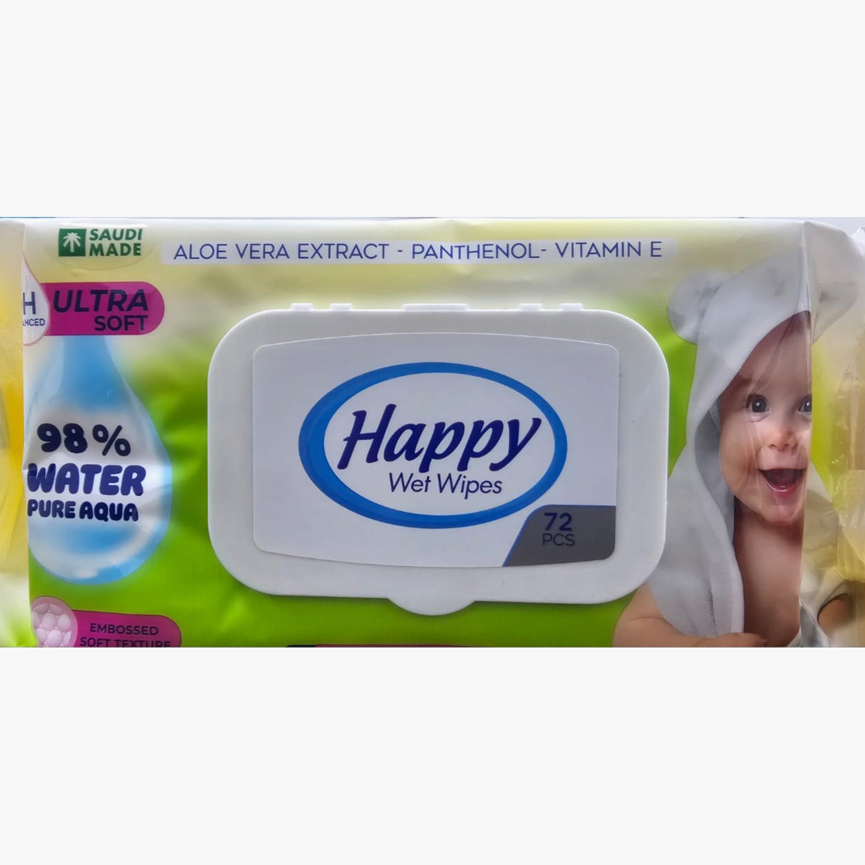 Happy 72-Piece Aloe Vera Ultra Soft Pure Aqua Wet Wipes-baby-diapering-babywipes-image-4