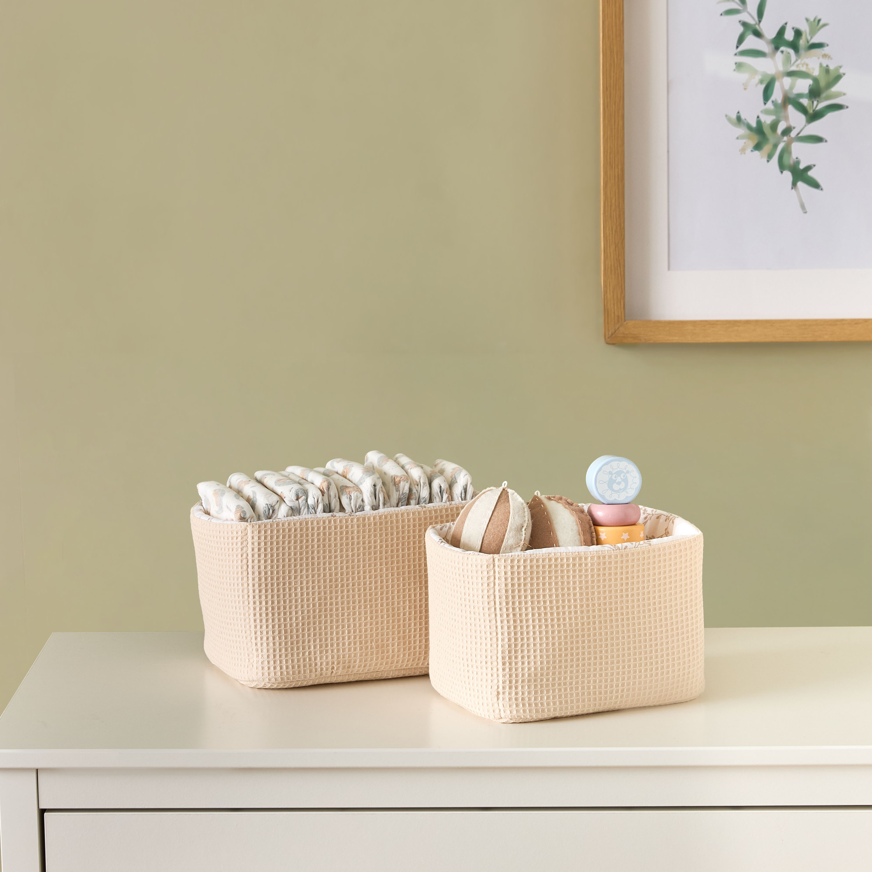 Pack of 2 Juniors Changing Table Organiser with Leaves Print-baby-nursery-furniture-wardrobesandstorage-image-1