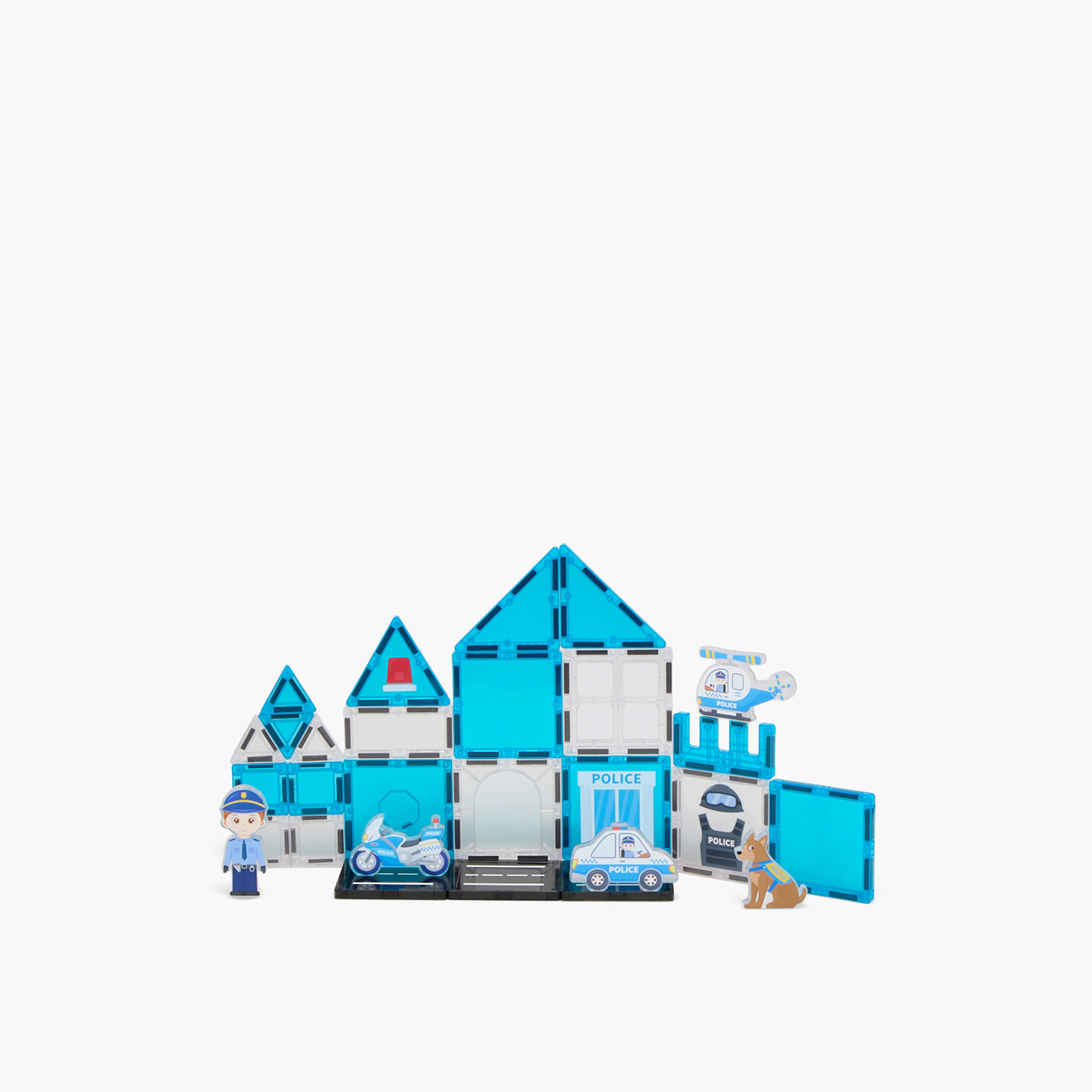 Juniors 28-Piece Magnetic Tiles Police Construction Blocks Set-toys-buildingblocks-blocks-image-1