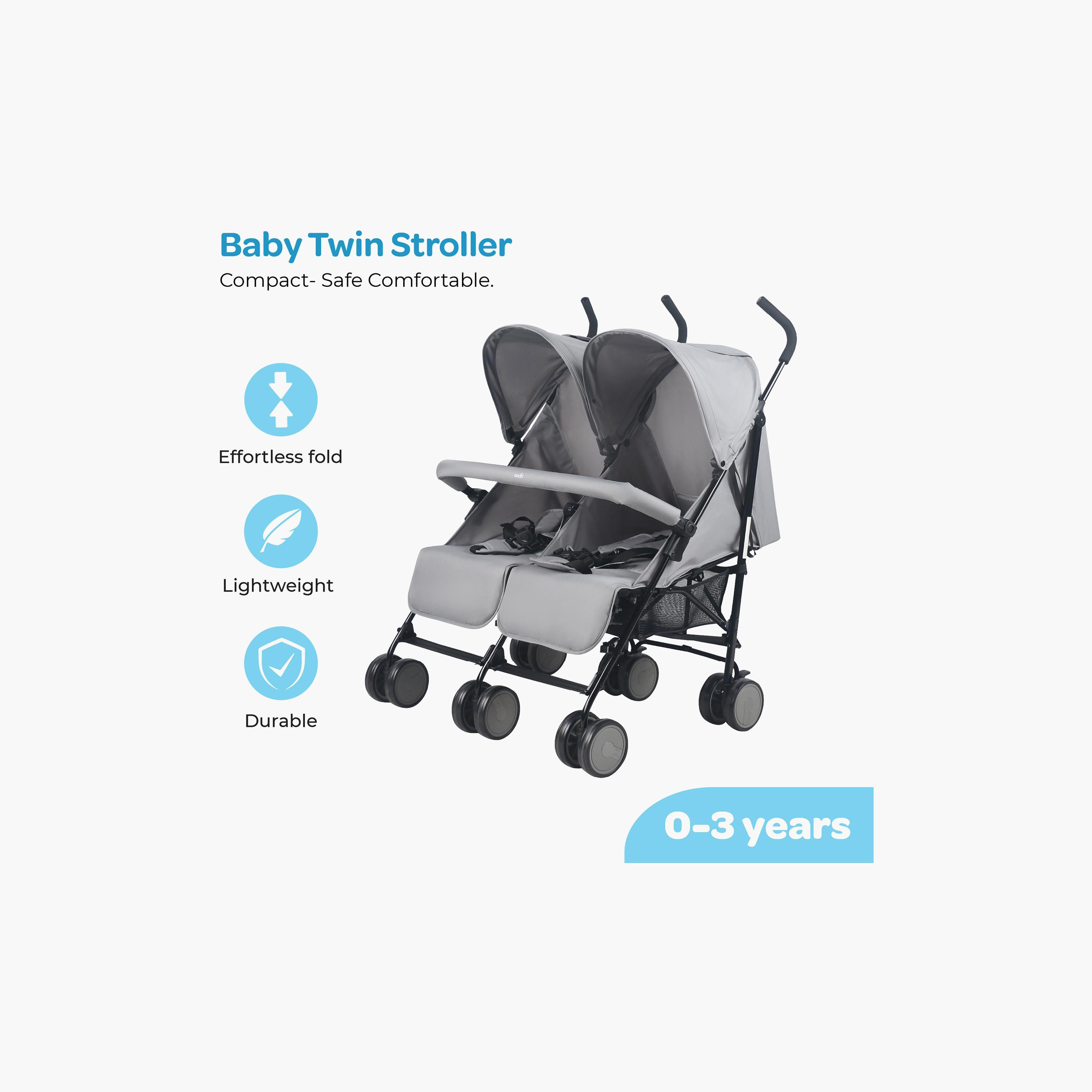 عربة أطفال توينزي ثنائية جانبية للأطفال التوائم من مون- من 0 إلى 3 س - 15 كجم لكل مقعد-baby-gear-strollersandprams-strollers-image-2