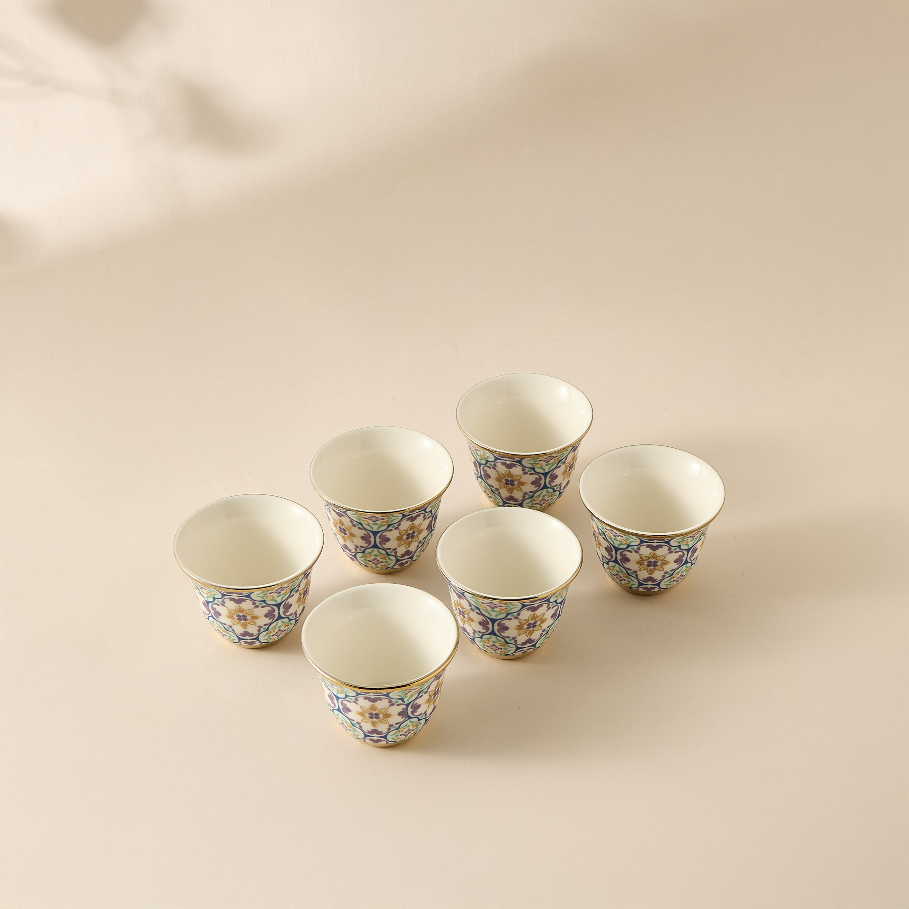Mosaica 6-Piece Bone China Kahwa Cup Set - 80 ml-household-dining-teaandcoffee-teaandcoffeesets-image-2