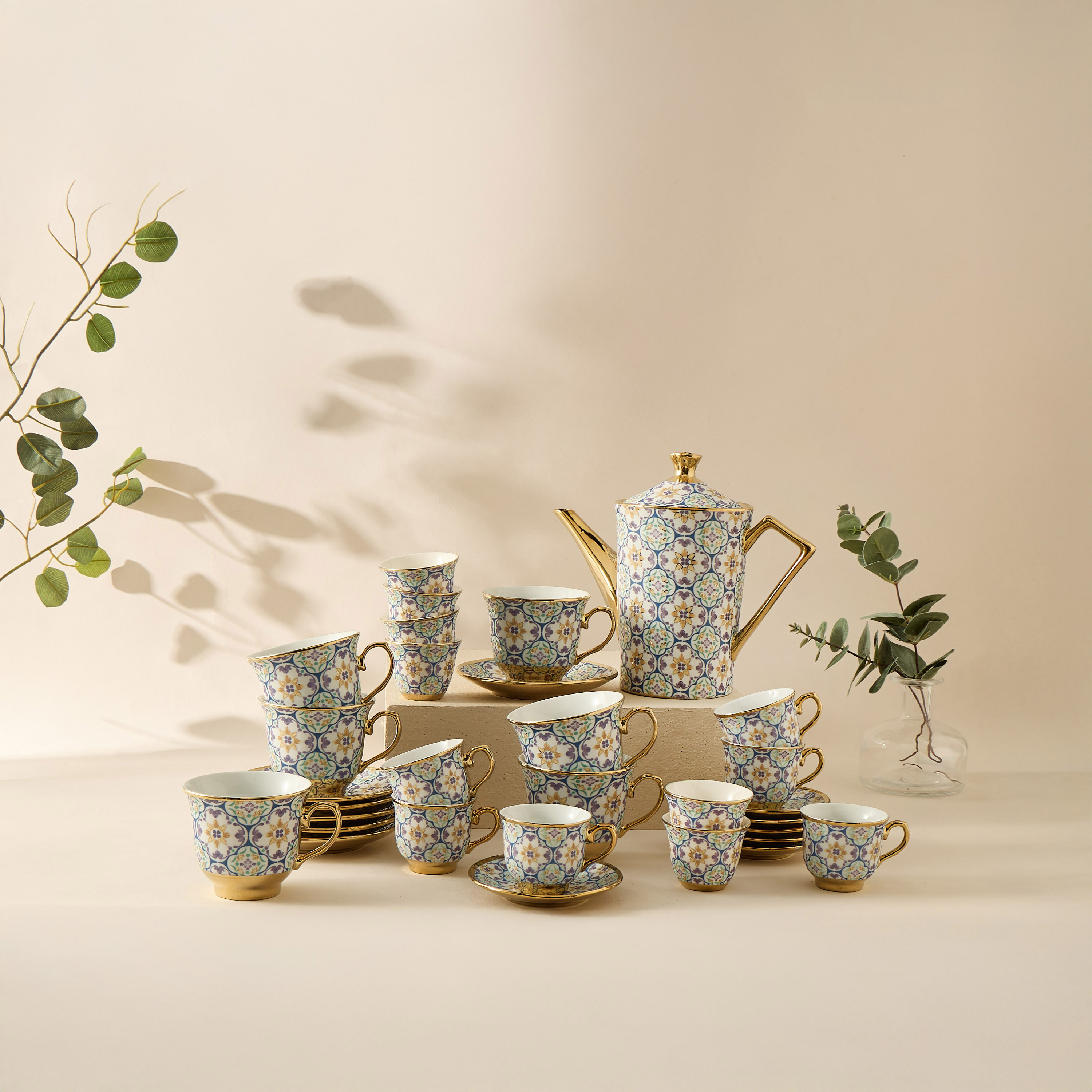 Mosaica 6-Piece Bone China Kahwa Cup Set - 80 ml-household-dining-teaandcoffee-teaandcoffeesets-image-6