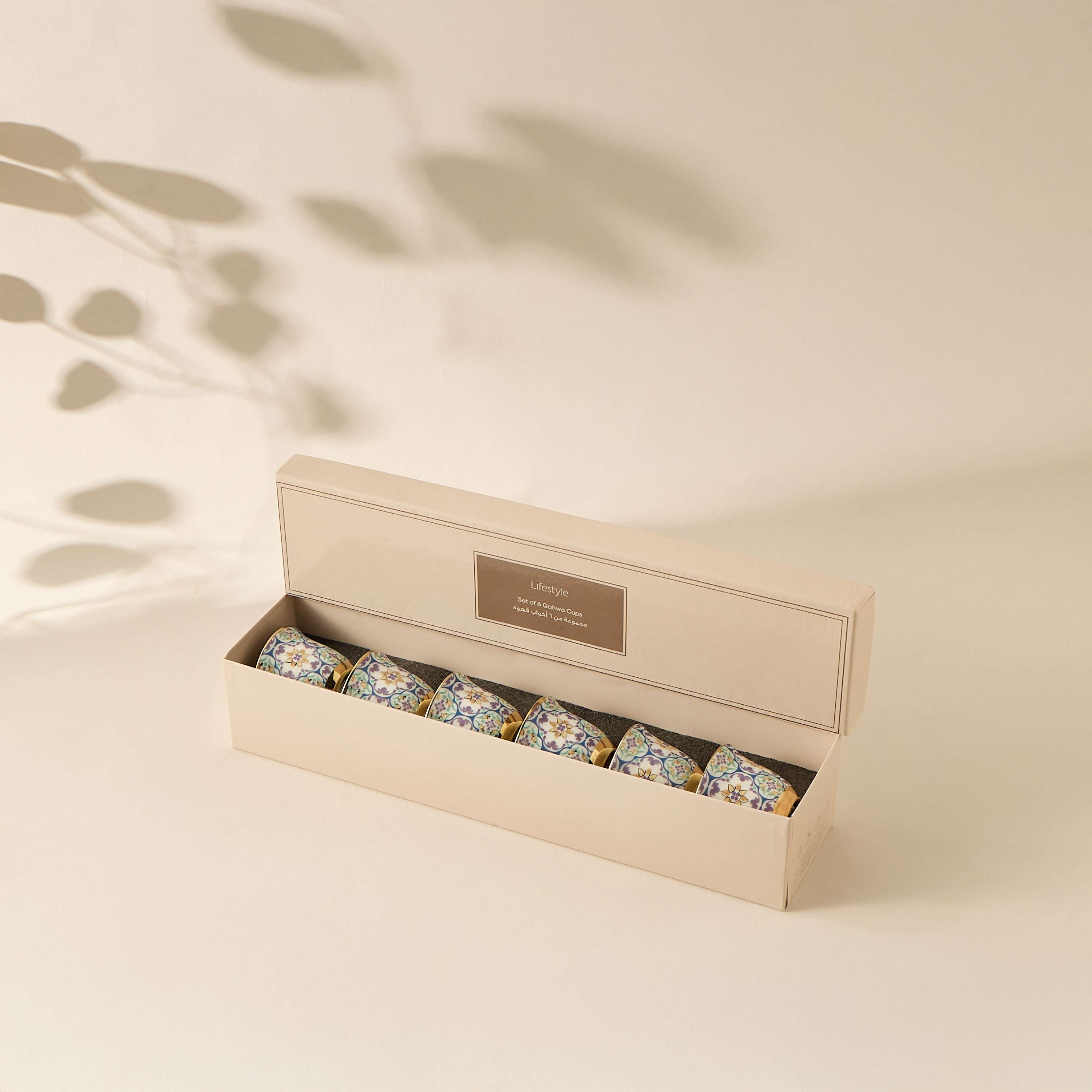 Mosaica 6-Piece Bone China Kahwa Cup Set - 80 ml-household-dining-teaandcoffee-teaandcoffeesets-image-7