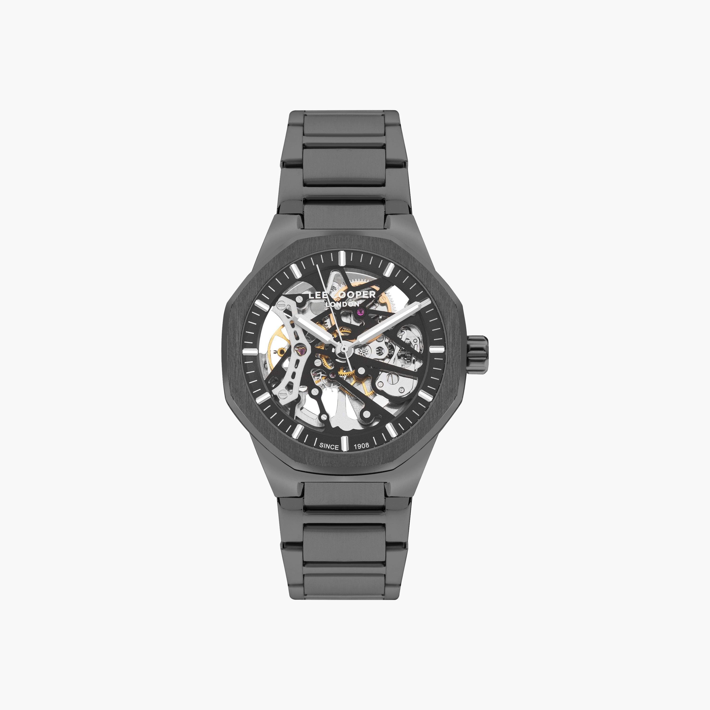 Lee Cooper Gun Metal Skeleton Automatic Watch-men-watchesandjewellery-watches-image-1