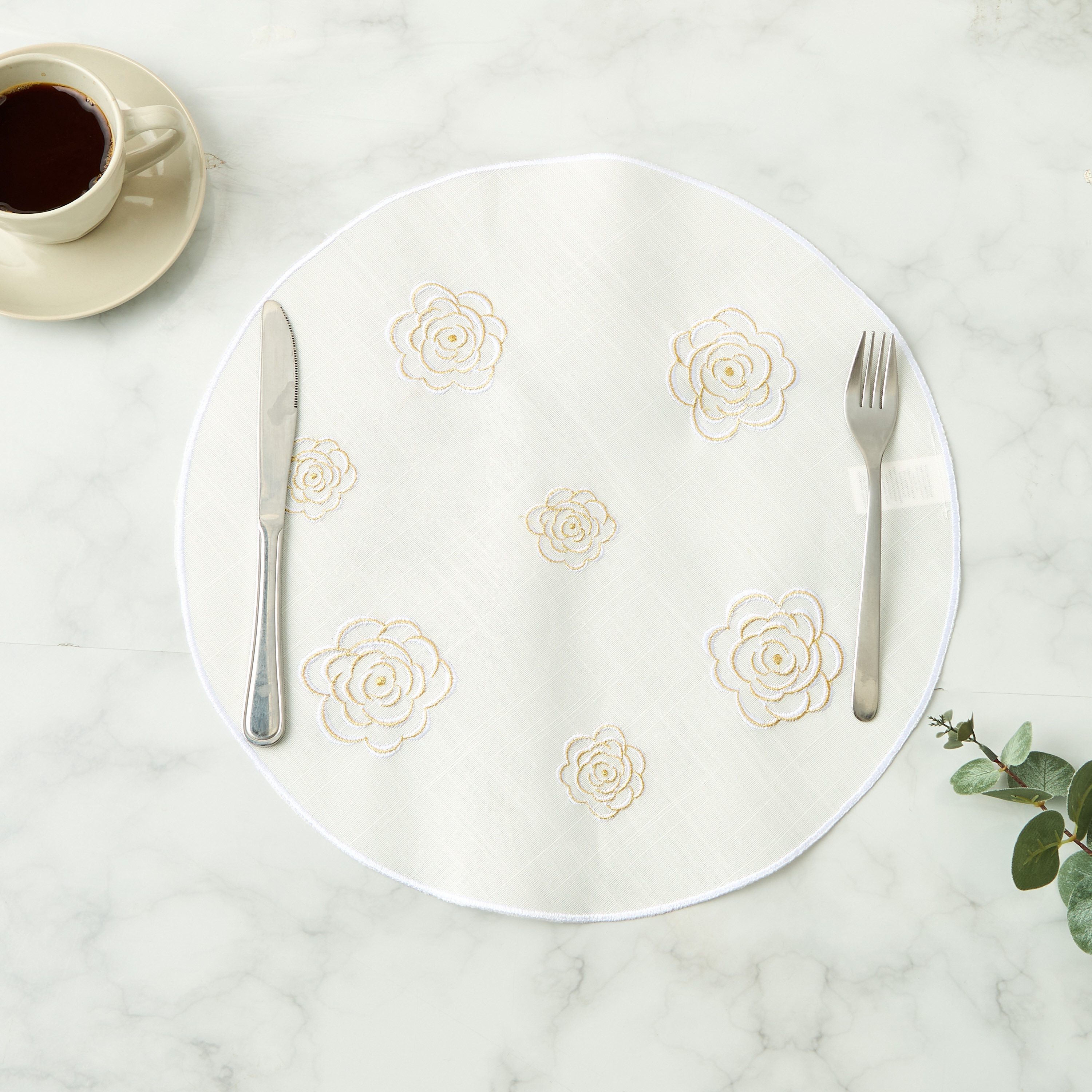 Floral Embroidered 4-Piece Placemat Set - 38 cms-household-dining-tablelinen-placemats-image-2