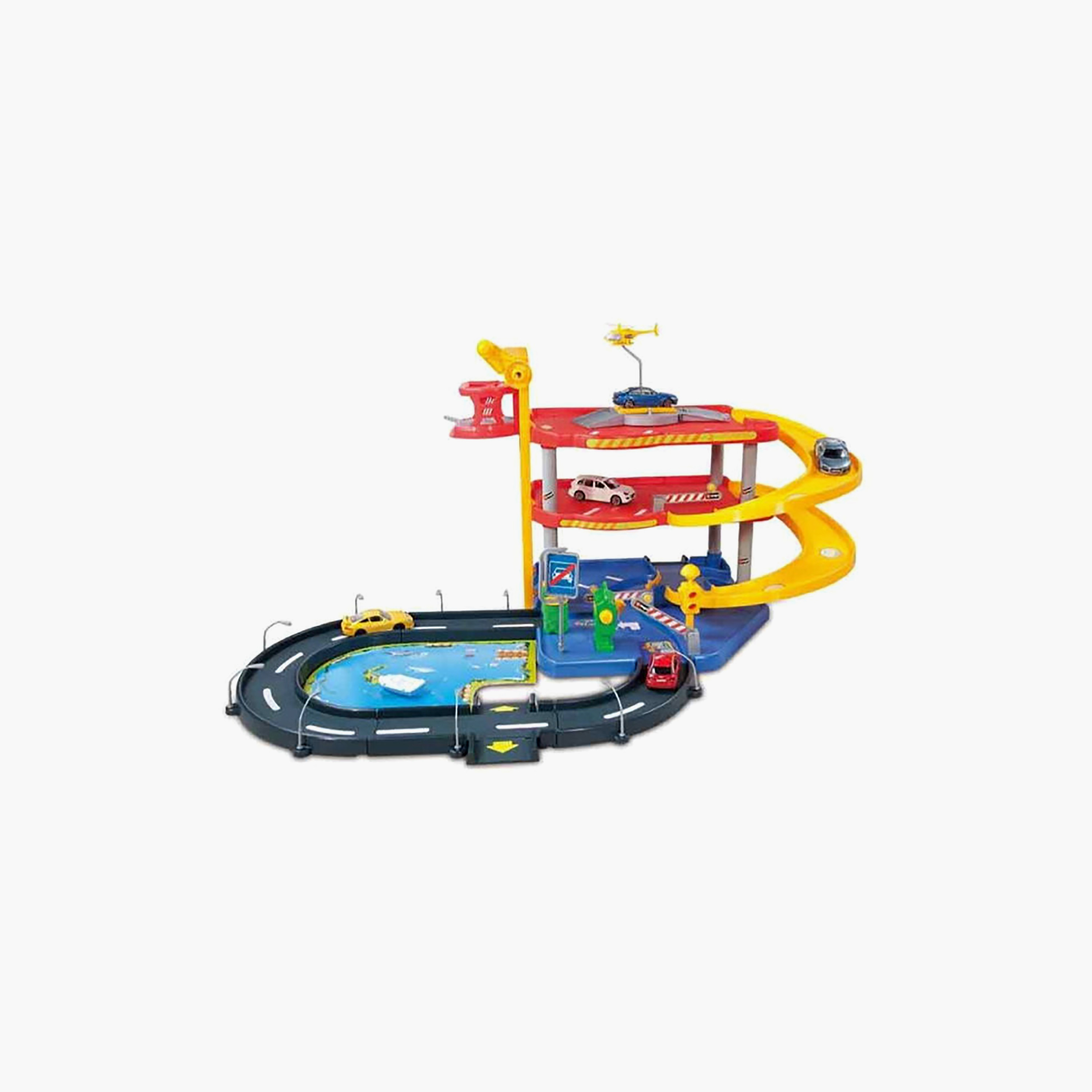 Bburago 1:43 Scale Parking Play Set with 2 Cars - Street Fire-toys-playvehicles-vehicleplaysets-image-1