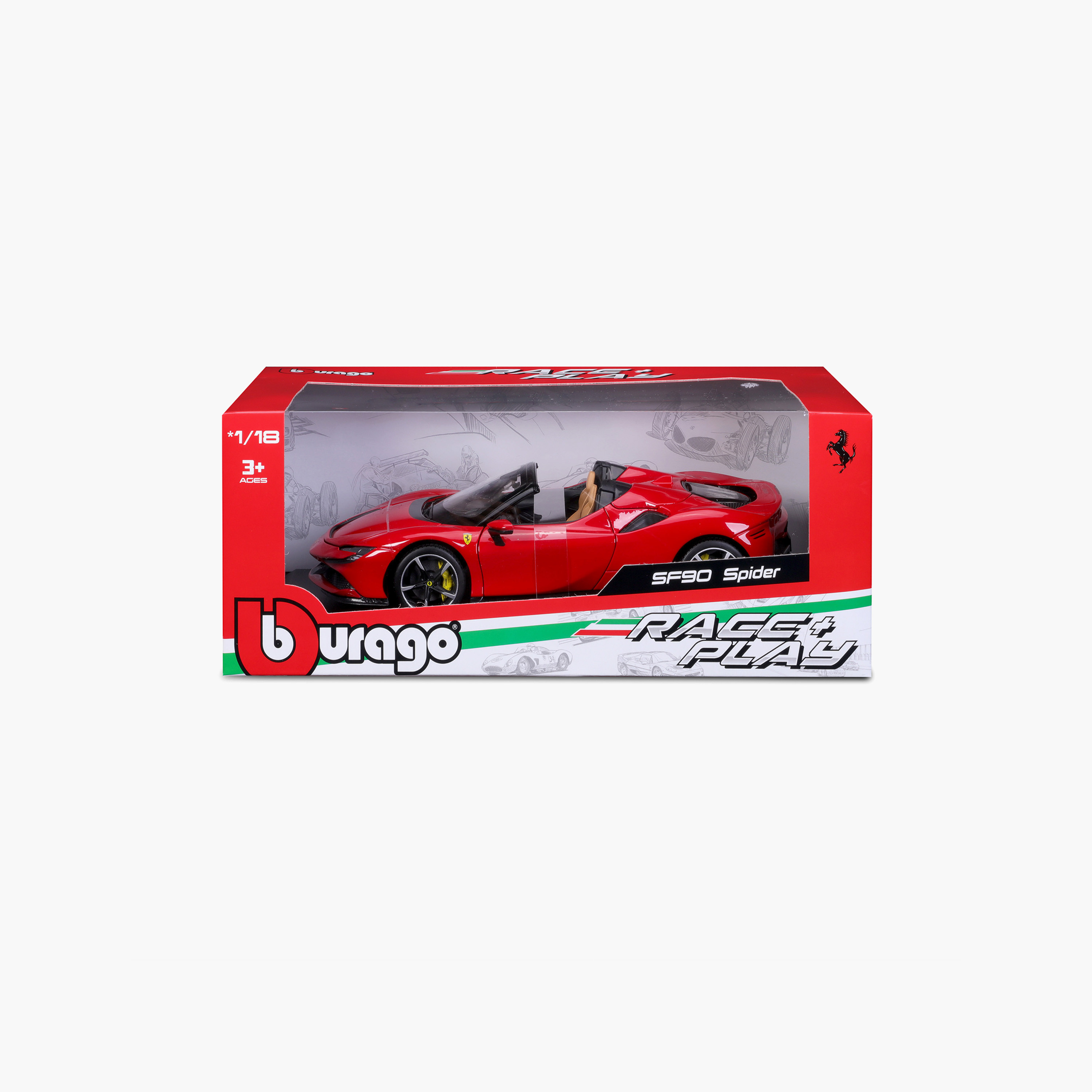 سيارة فيراري آر آند SF90 سبايدر بمقياس 1:18 من من ببوراجو-toys-playvehicles-diecastcars-image-6