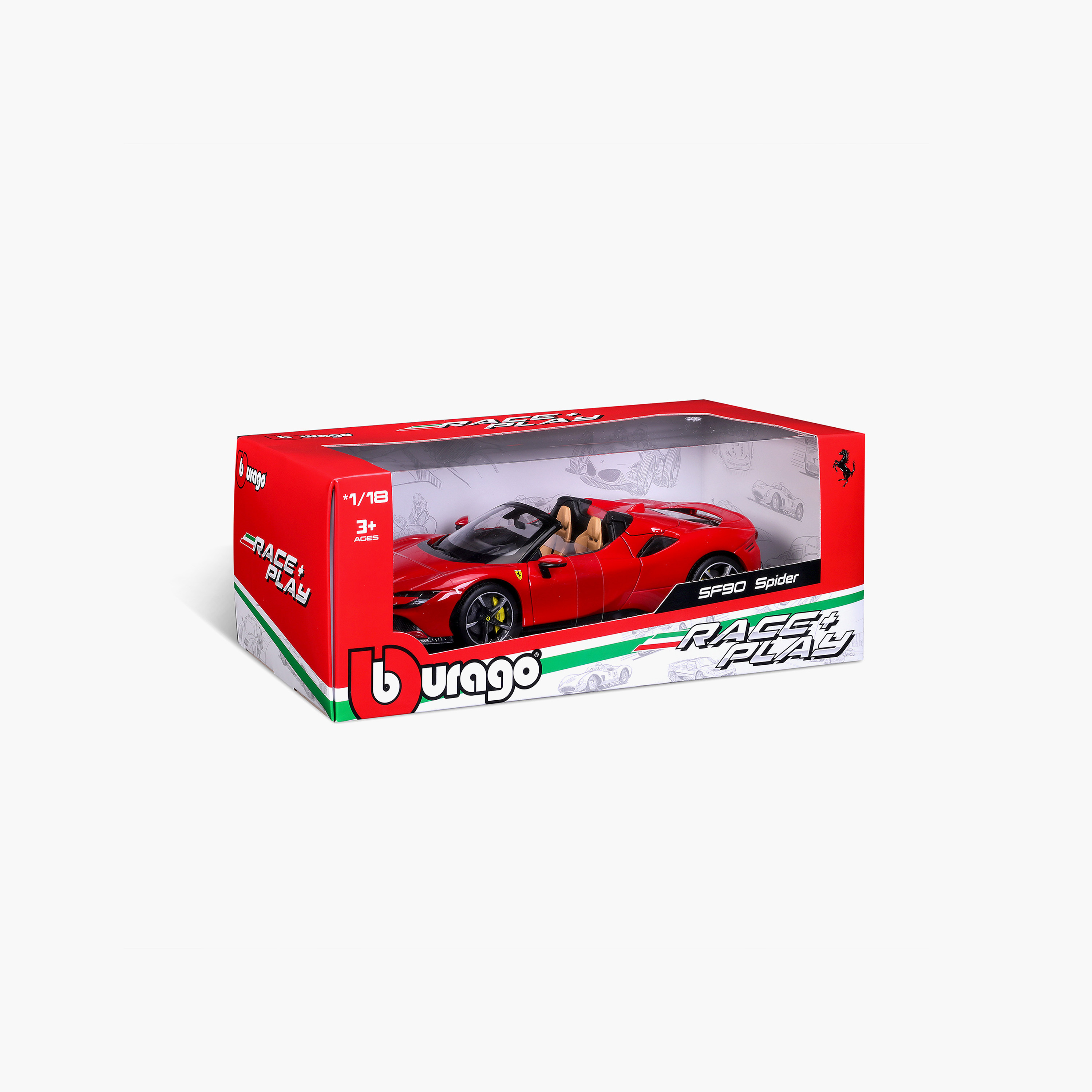 سيارة فيراري آر آند SF90 سبايدر بمقياس 1:18 من من ببوراجو-toys-playvehicles-diecastcars-image-7
