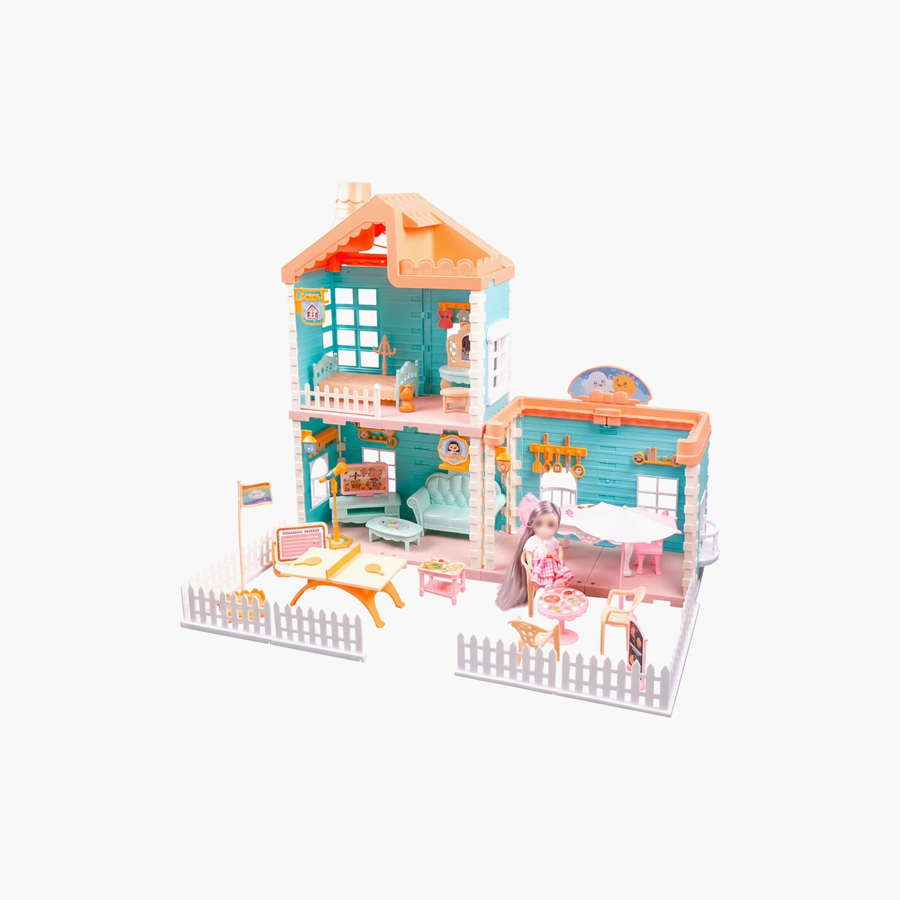 بيت الأميرة فيلا مكون من 125 قطعة مع إضاءة ورذاذ من هاودا-toys-dollsandplaysets-dollhouses-image-1