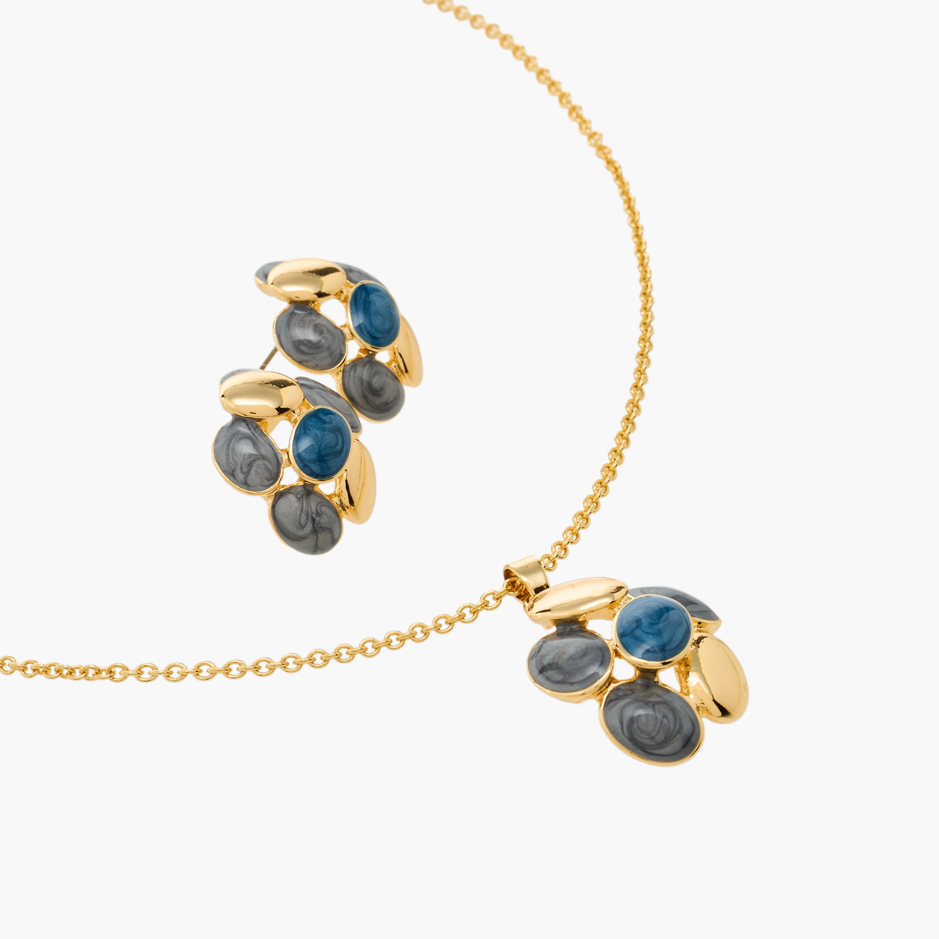 Set of 2 Gold Tone Embellished Pendant Necklace and Earrings-women-watchesandjewellery-jewellery-jewellerysets-image-4