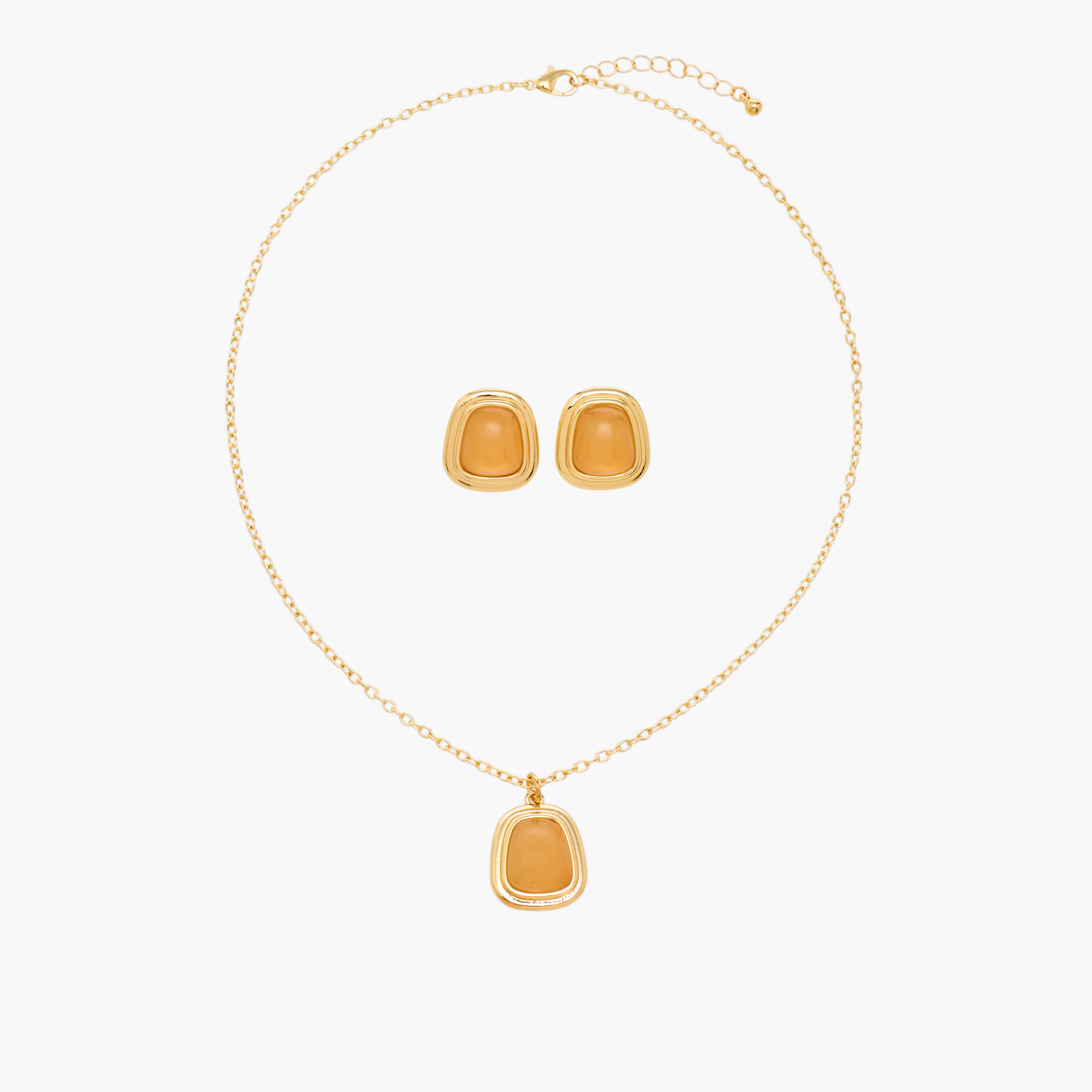 حلق وعقد باللون الذهبي مزين بدلاية - طقم من قطعتين-women-watchesandjewellery-jewellery-jewellerysets-image-7