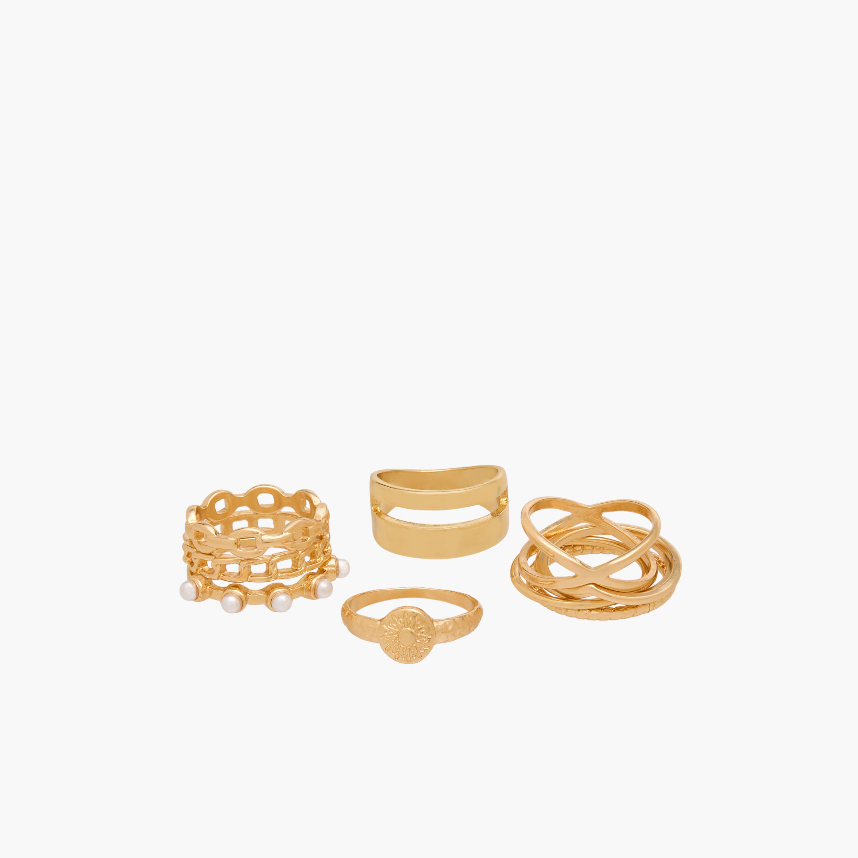 Set of 10 - Assorted Stackable Gold Tone Ring-women-watchesandjewellery-jewellery-rings-image-2