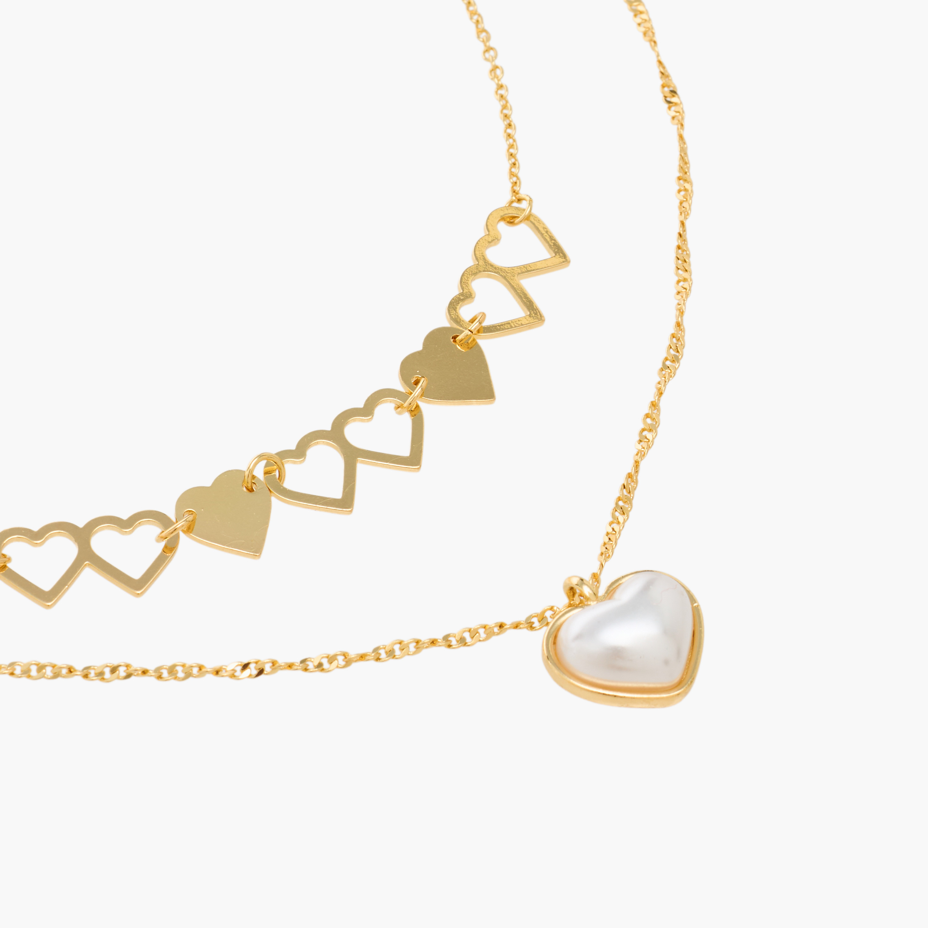 Pack of 2 Gold Tone Necklace with Heart Charm-women-watchesandjewellery-jewellery-necklacesandpendants-image-4