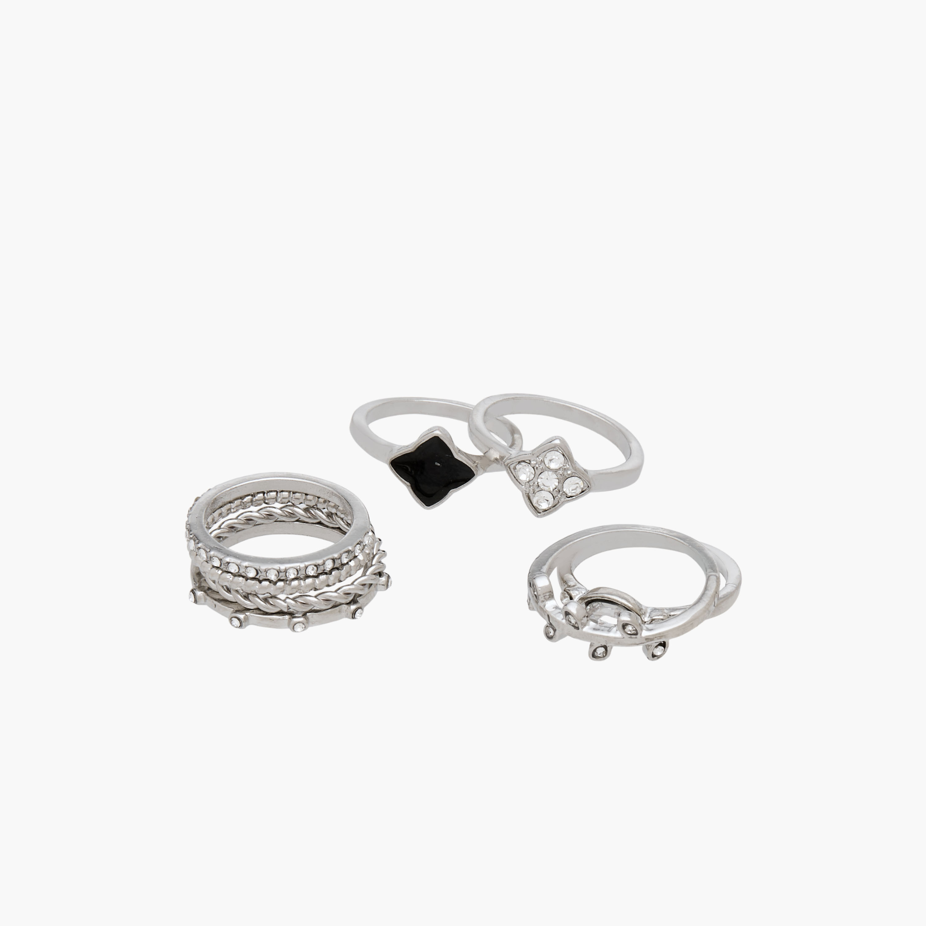 Set of 8 - Assorted Stackable Silver Tone Ring-women-watchesandjewellery-jewellery-rings-image-2