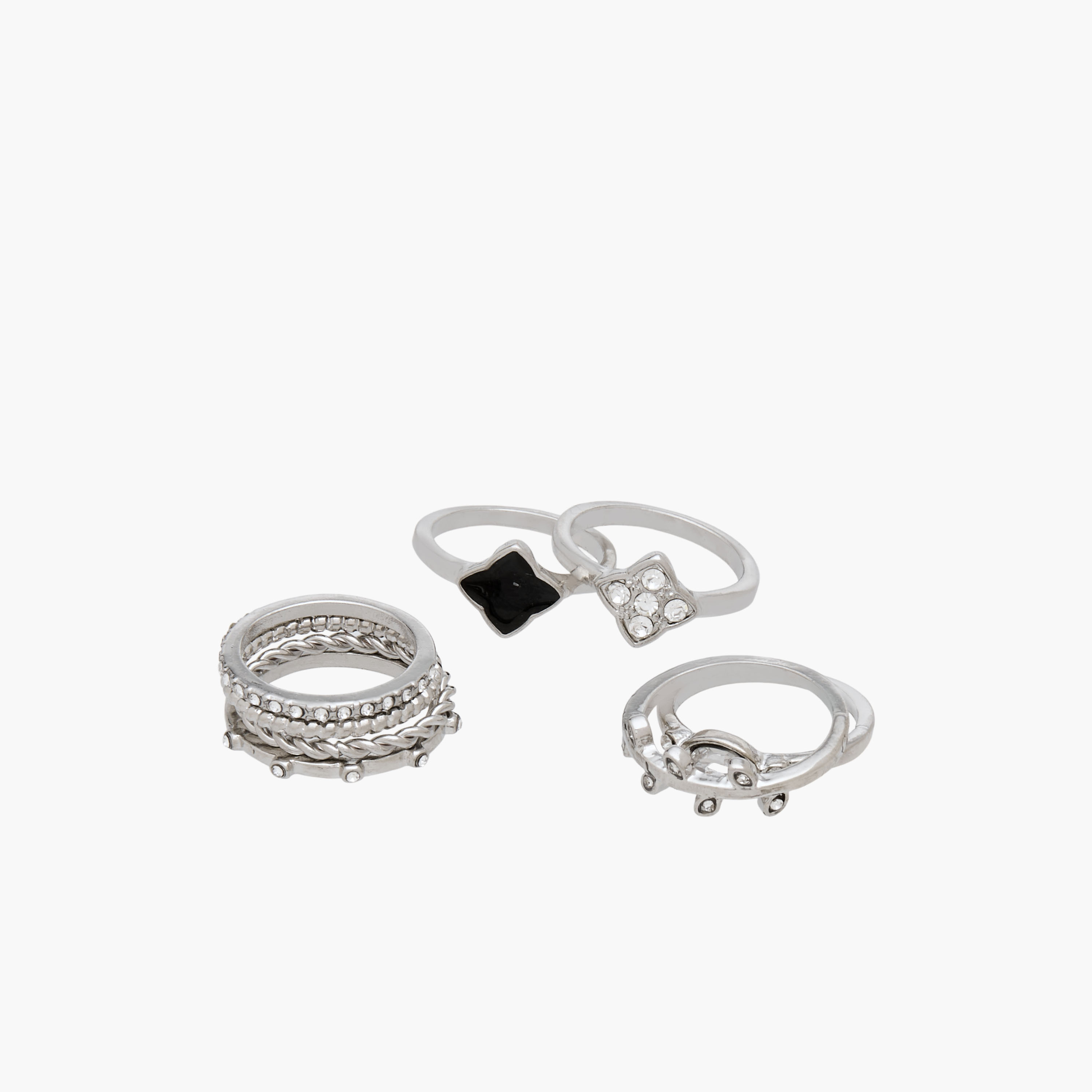 Set of 8 - Assorted Stackable Silver Tone Ring-women-watchesandjewellery-jewellery-rings-image-2