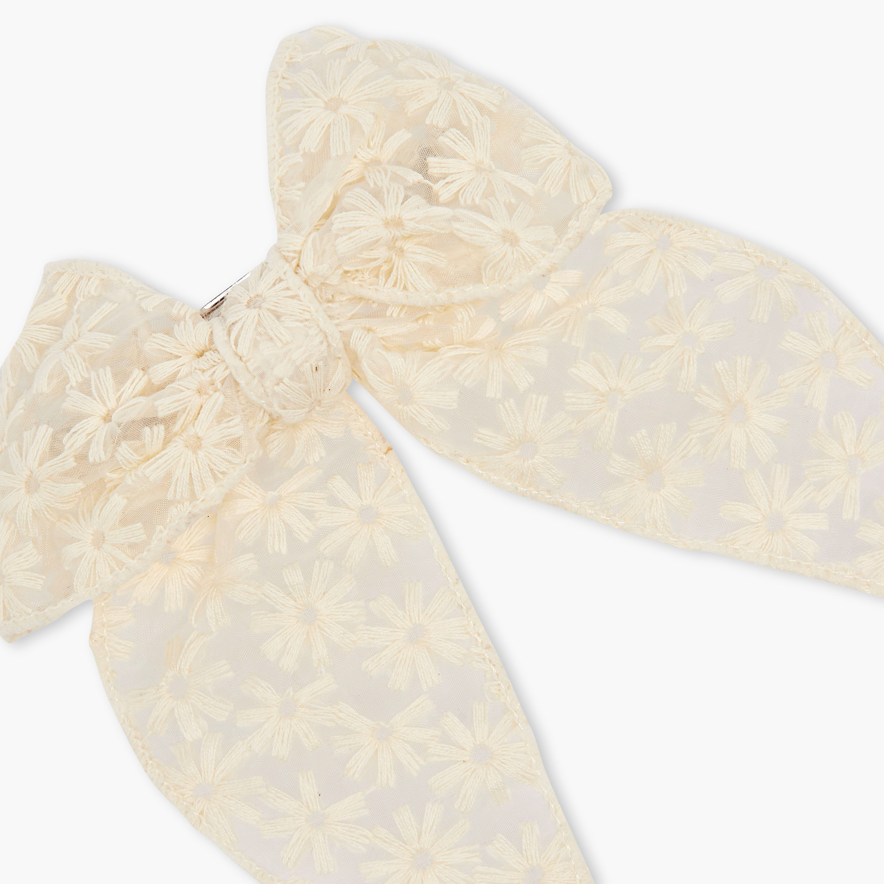 Bow Barrette Hair Clip with Floral Embroidery-women-hairaccessories-clips-image-2
