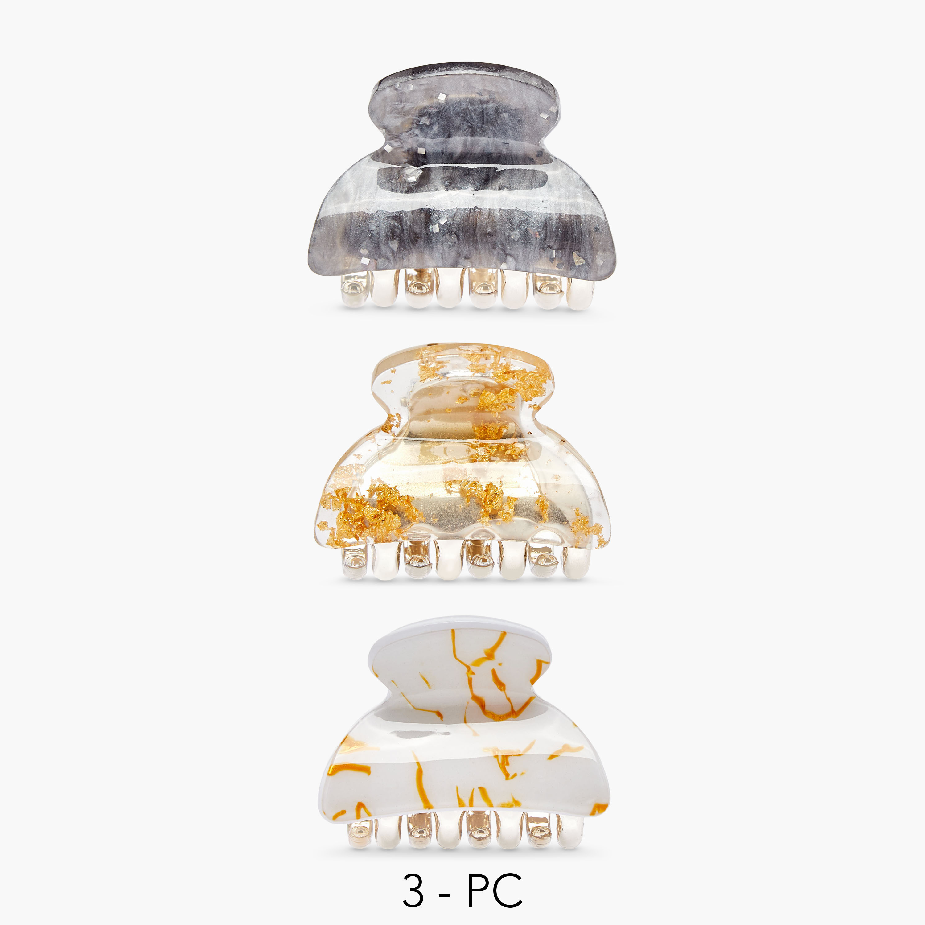Pack of 3 Curved Hair Clamp with Printed Design-women-hairaccessories-clamps-image-1