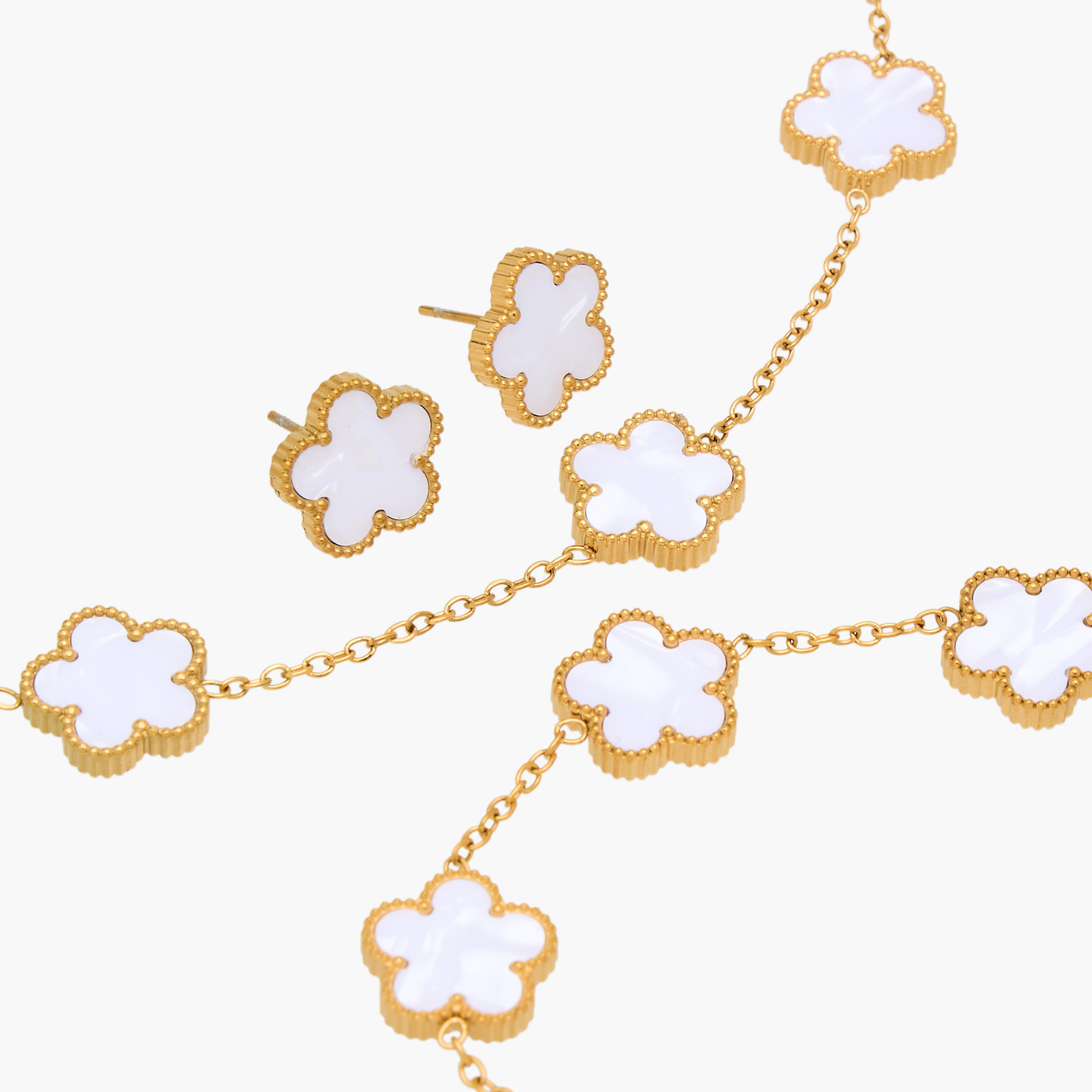 Set of 3 Clover Embellished Necklace and Earrings with Bracelet-women-watchesandjewellery-jewellery-jewellerysets-image-4