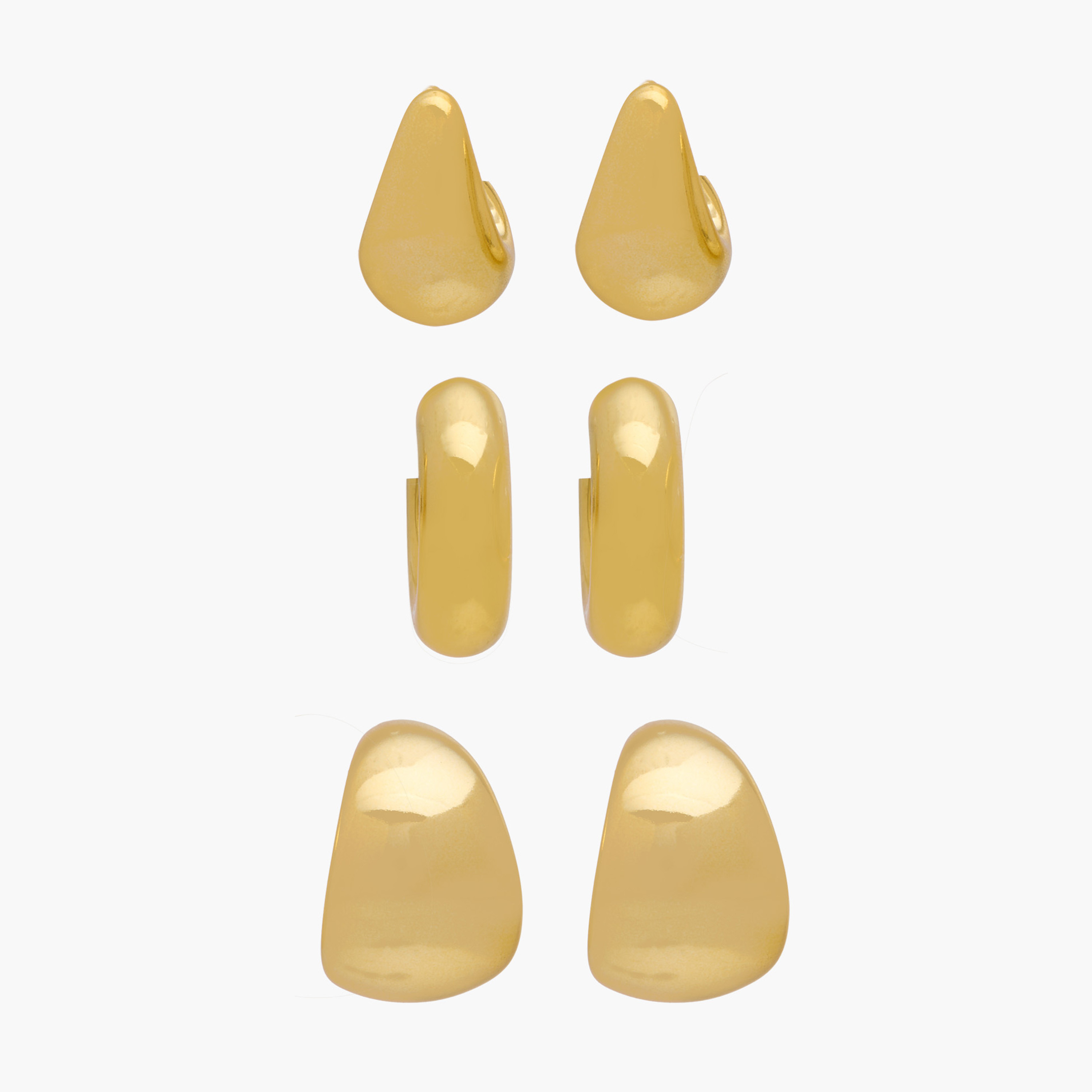Pack of 3 Gold Tone Hoop Earrings with Pushback Closure-women-watchesandjewellery-jewellery-earrings-image-1