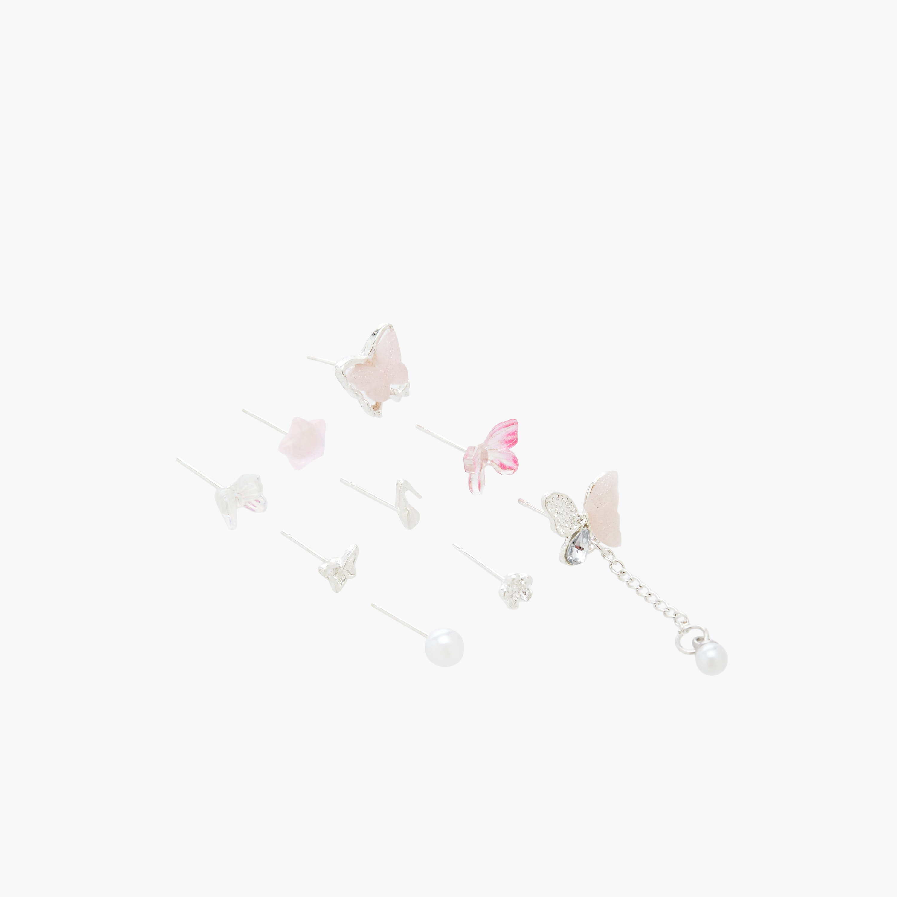 حلقان فضية اللون بتصاميم متنوعة وبمكبس إغلاق خلفي - عبوة من 9 أزواج-women-watchesandjewellery-jewellery-earrings-image-2