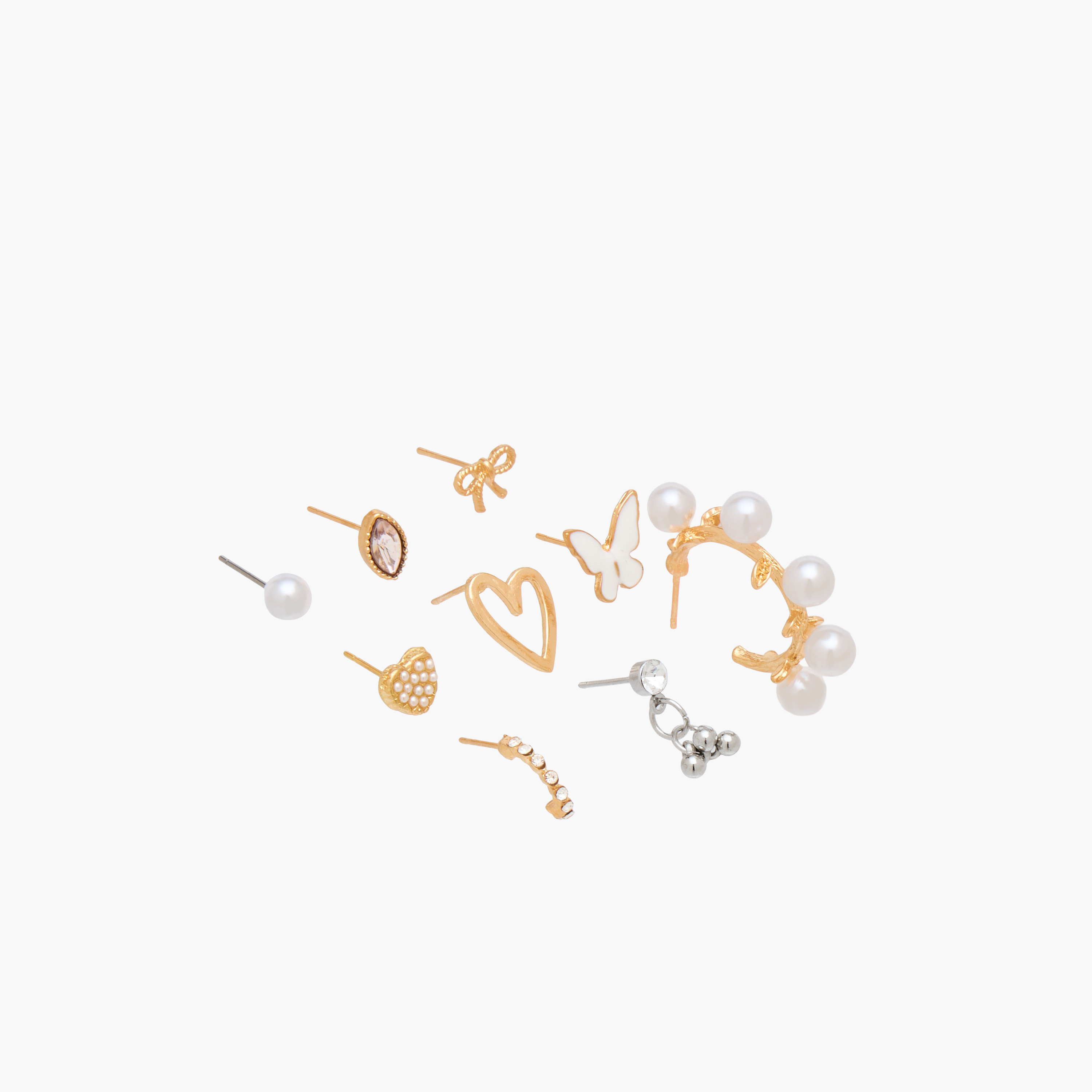 Pack of 9 Metallic Assorted Earrings with Pushback Closure-women-watchesandjewellery-jewellery-earrings-image-2