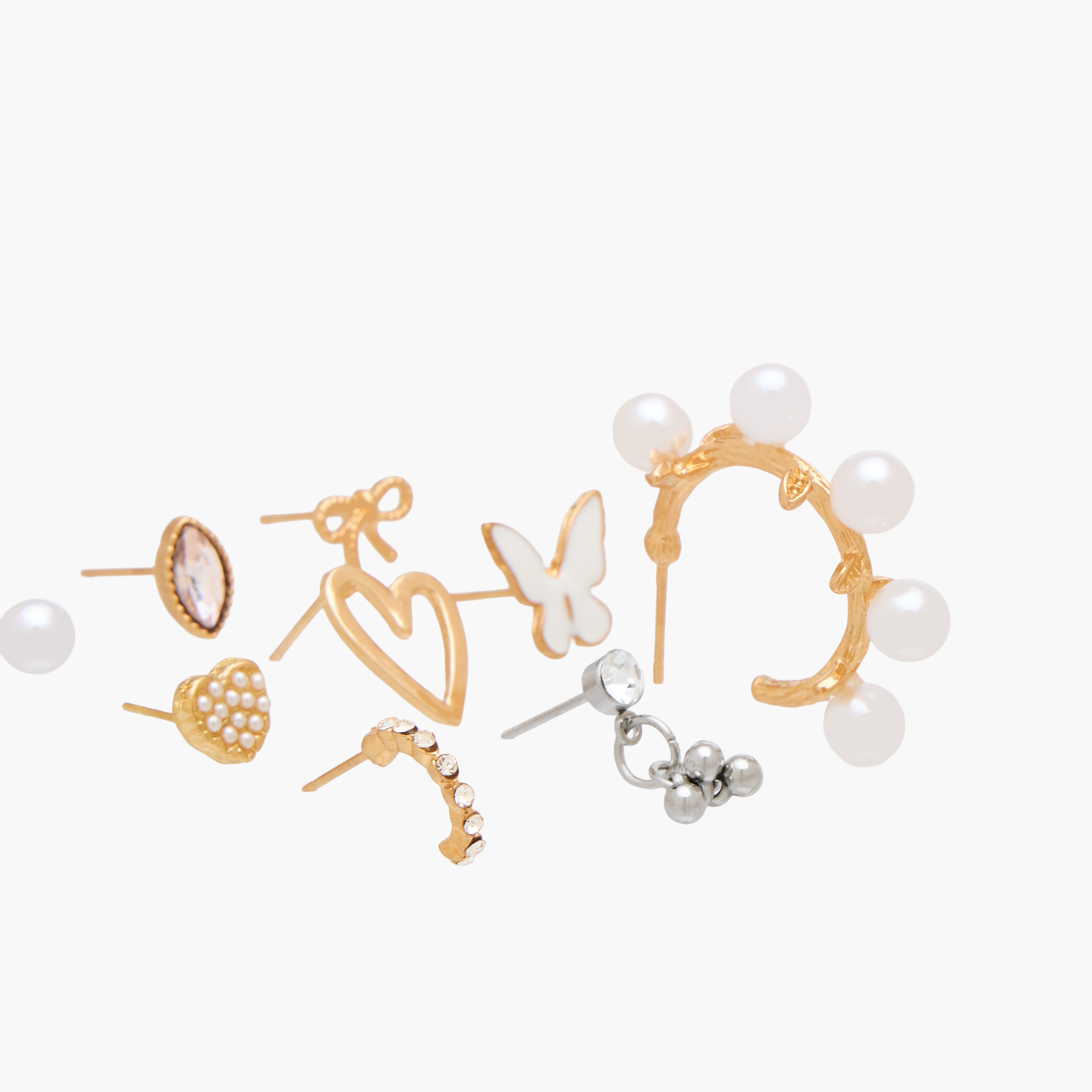 Pack of 9 Metallic Assorted Earrings with Pushback Closure-women-watchesandjewellery-jewellery-earrings-image-3