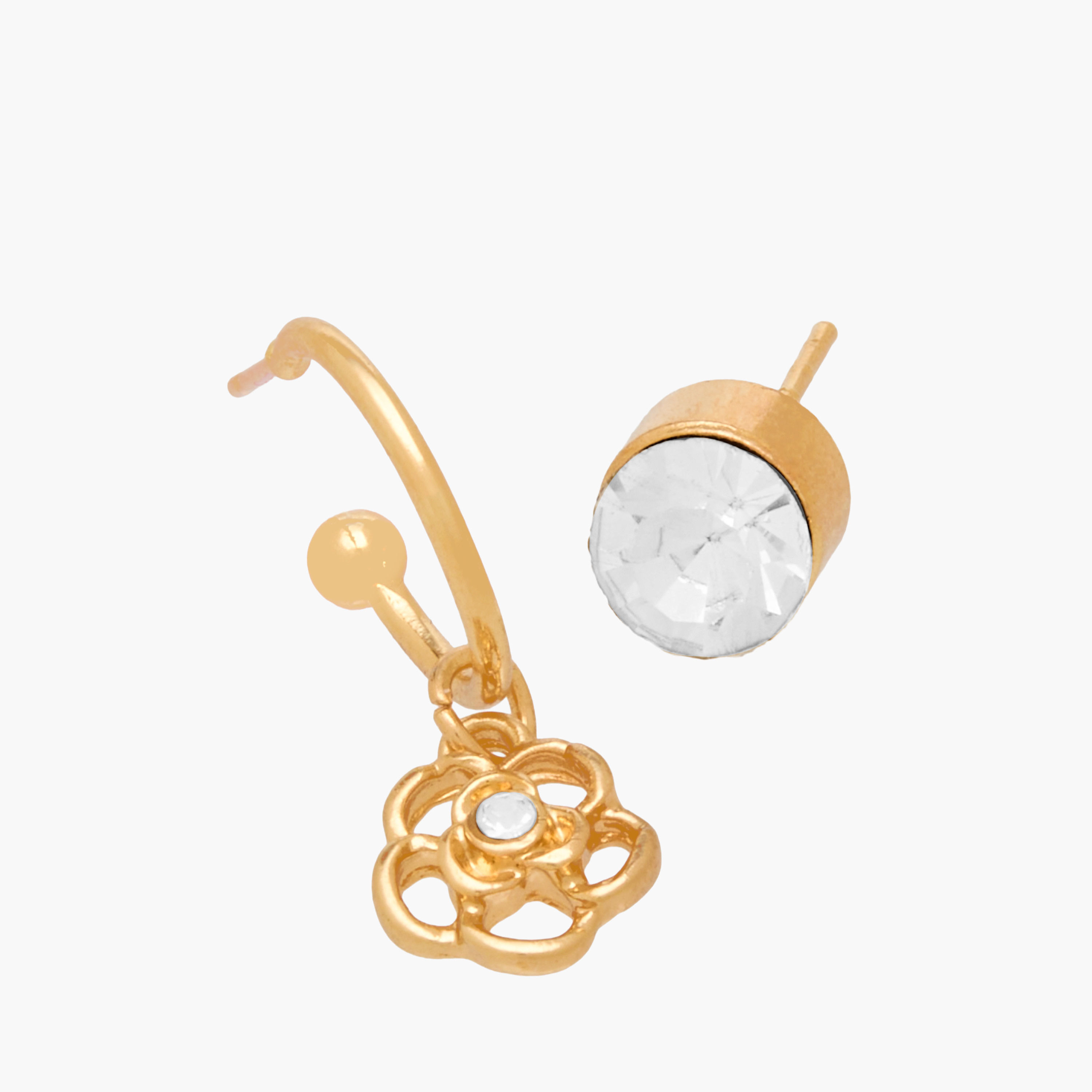 حلقان ميتاليك مزينة بمكبس إغلاق خلفي - طقم 9 أزواج-women-watchesandjewellery-jewellery-earrings-image-4