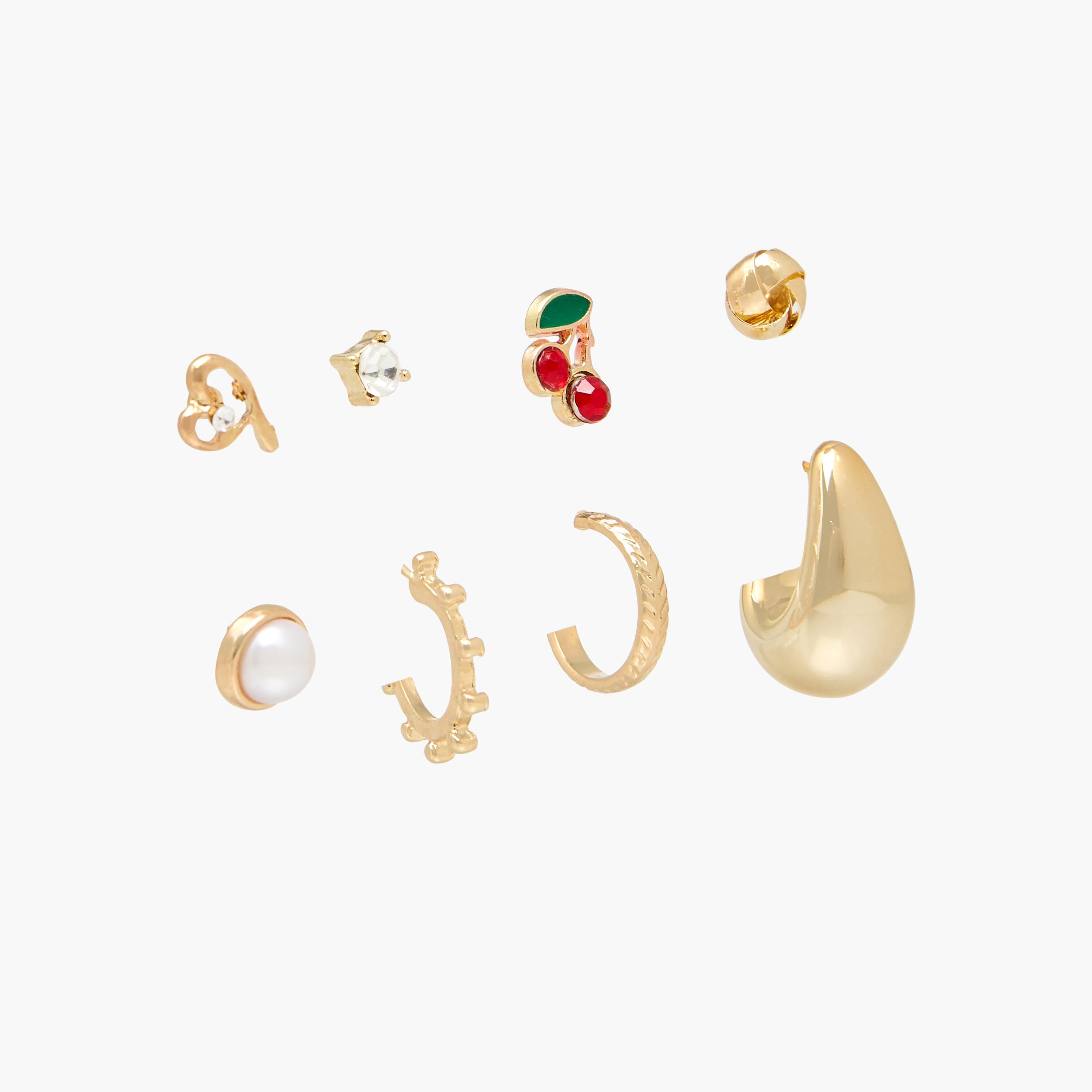 Pack of 9 Gold Tone Assorted Earrings with Pushback Closure-women-watchesandjewellery-jewellery-earrings-image-2