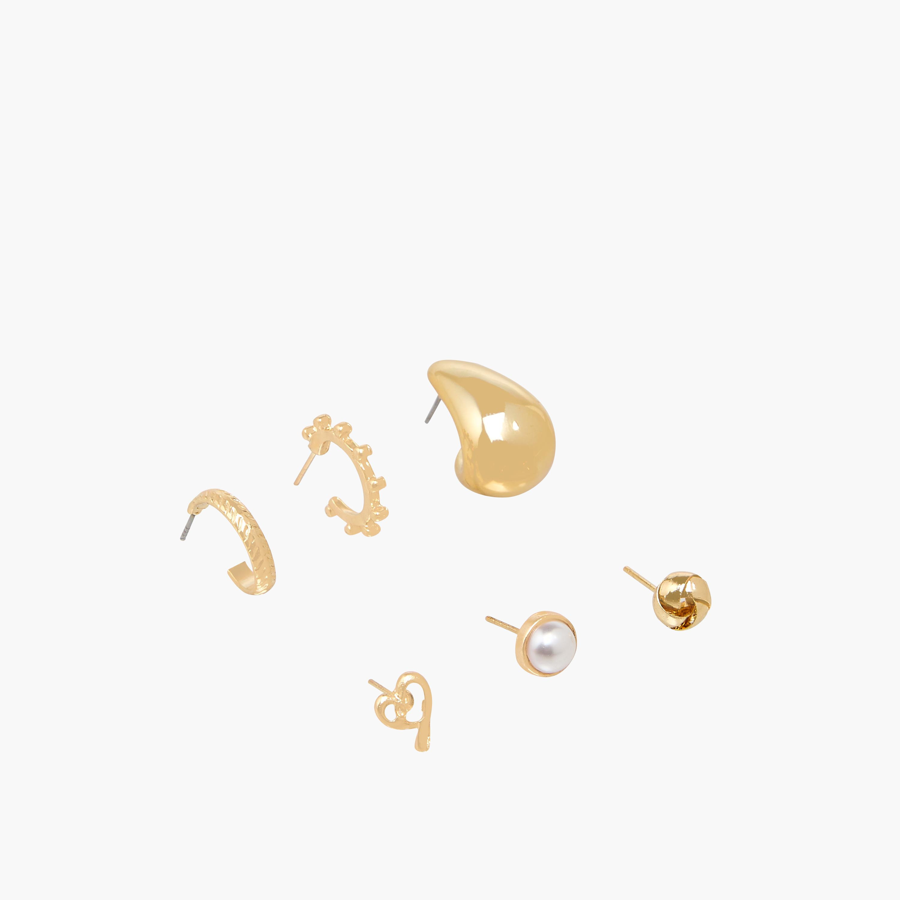 Pack of 9 Gold Tone Assorted Earrings with Pushback Closure-women-watchesandjewellery-jewellery-earrings-image-3