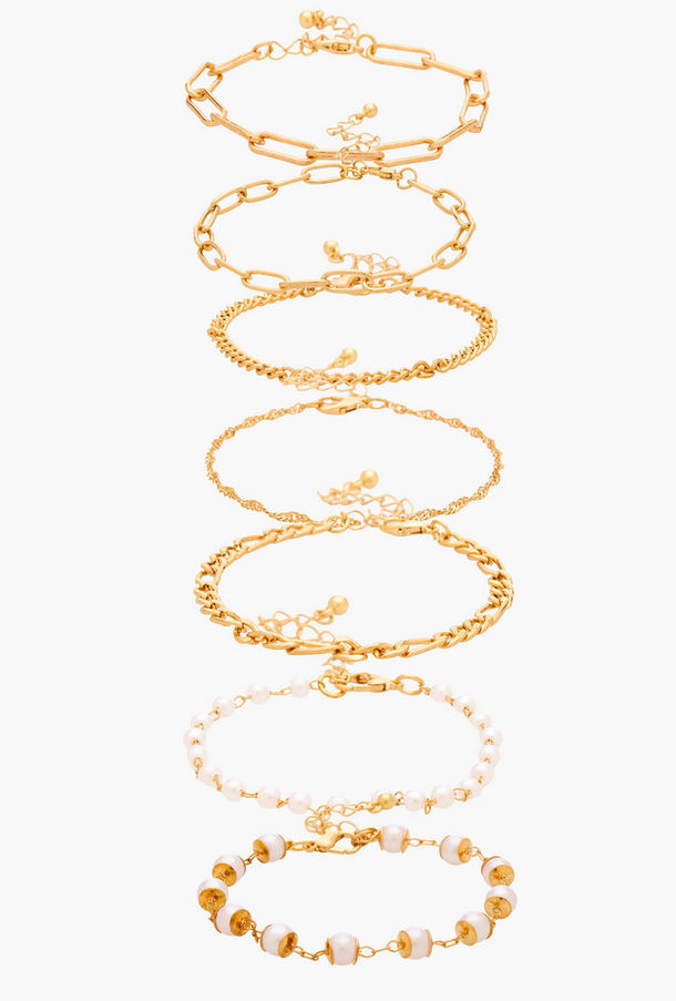 طقم أساور ميتاليك 8 قطع بقفل إغلاق لوبستر-women-watchesandjewellery-jewellery-banglesandbracelets-image-1