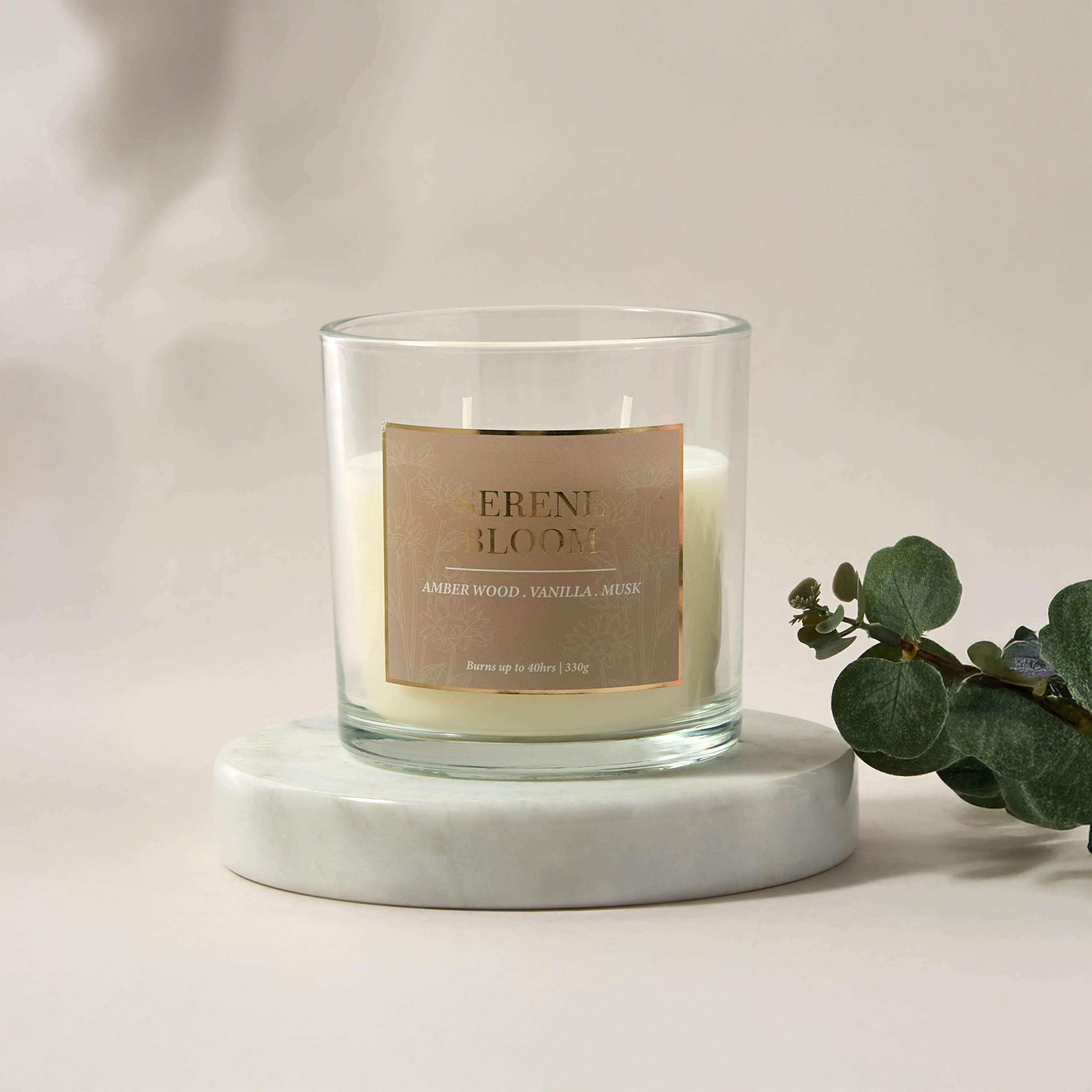 Aura Luxe Jar Candle 330gms Serene Bloom- Clear-household-homefragrance-candles-image-1