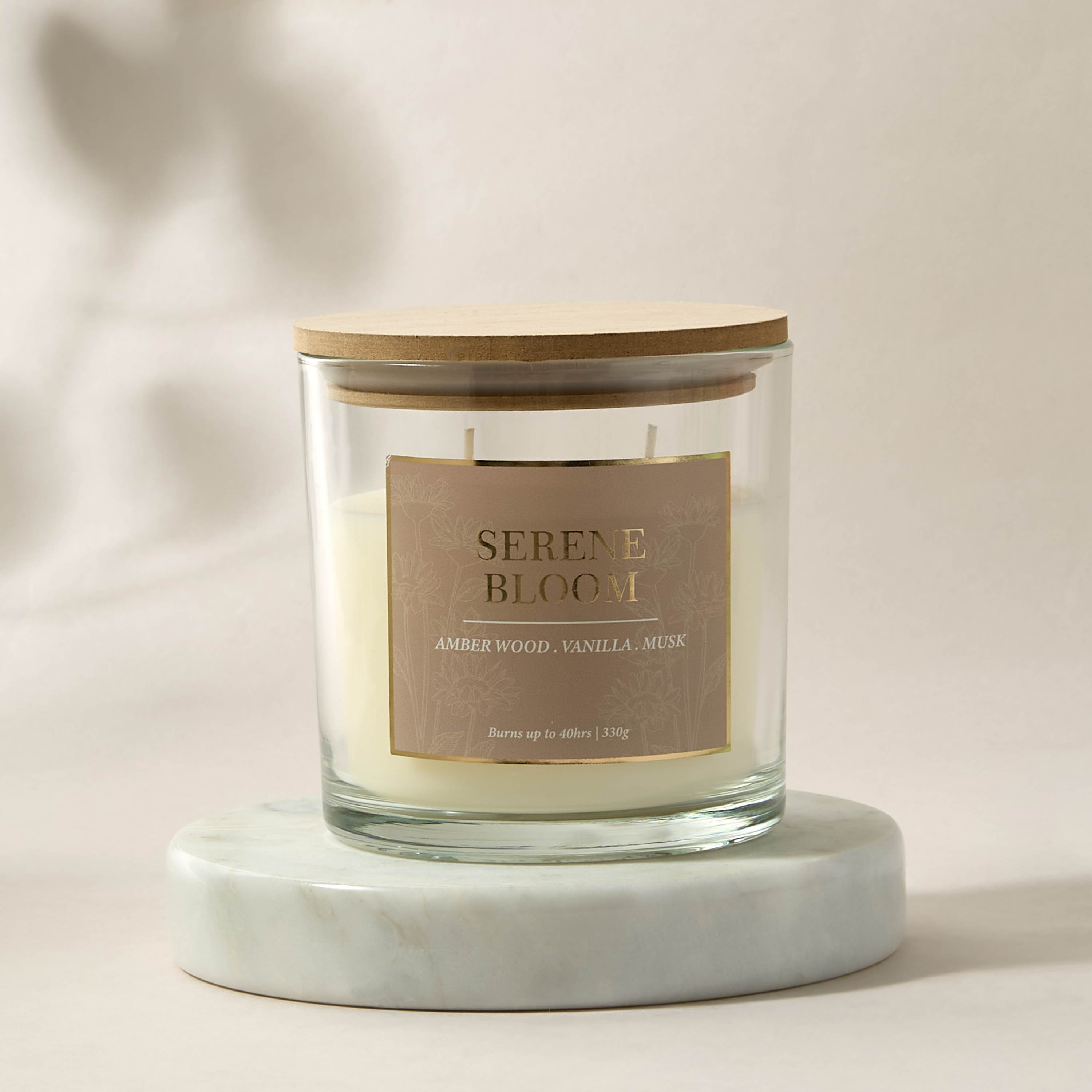 Aura Luxe Jar Candle 330gms Serene Bloom- Clear-household-homefragrance-candles-image-2