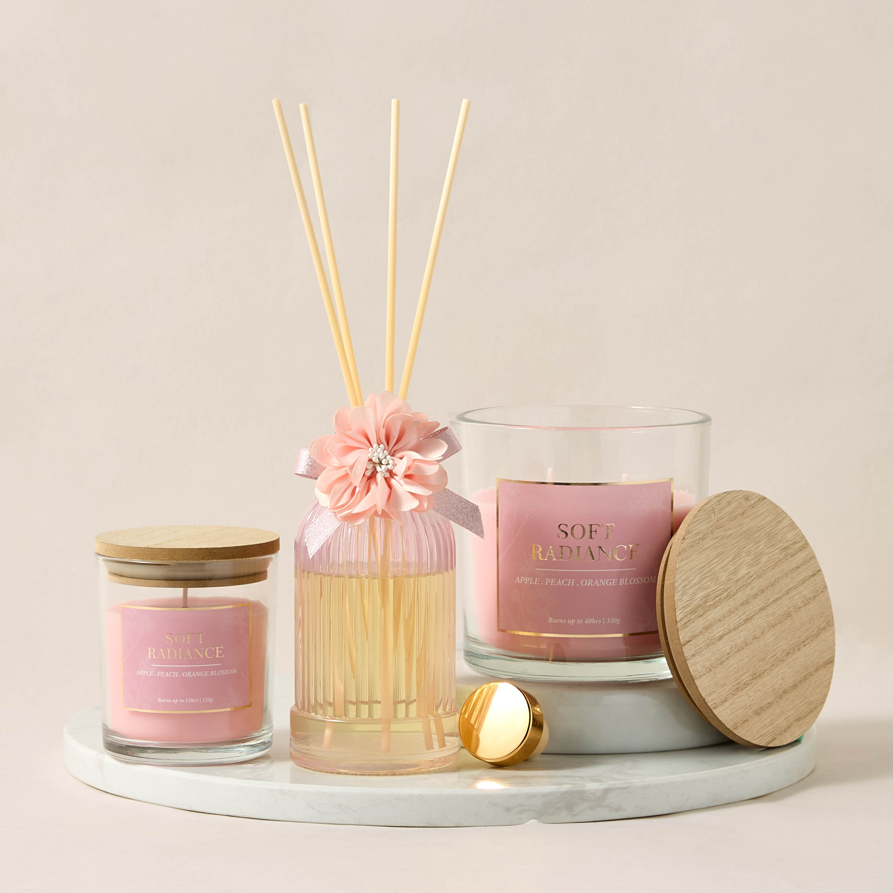 Aura Luxe Jar Candle 330gms Soft Radiance- Pink-household-homefragrance-candles-image-6