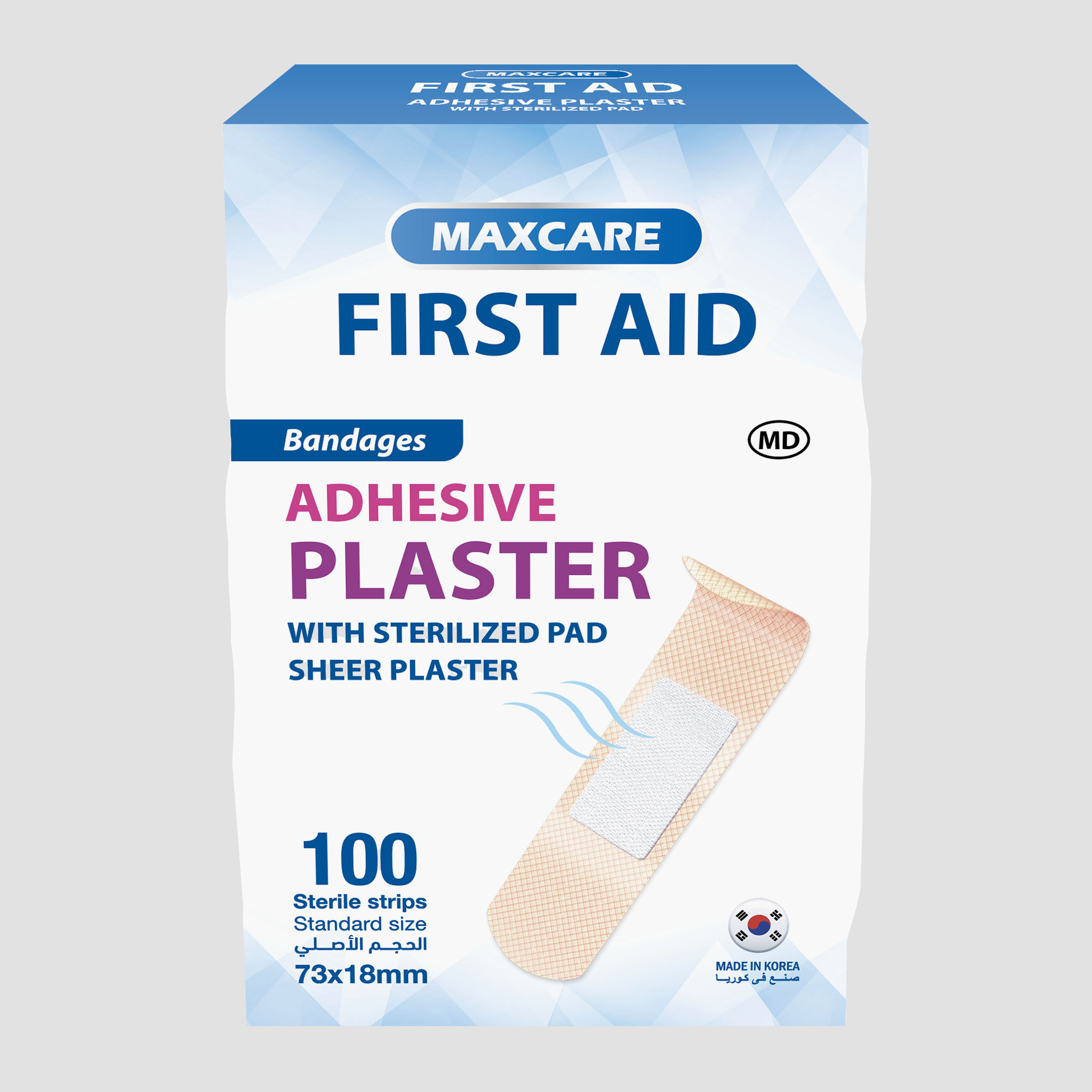 ضمادات شفافة مع ضمادة معقمة من ماكس كير - 100 قطعة - 73 × 18 مم-baby-healthandsafety-thermometersandaspirators-image-1