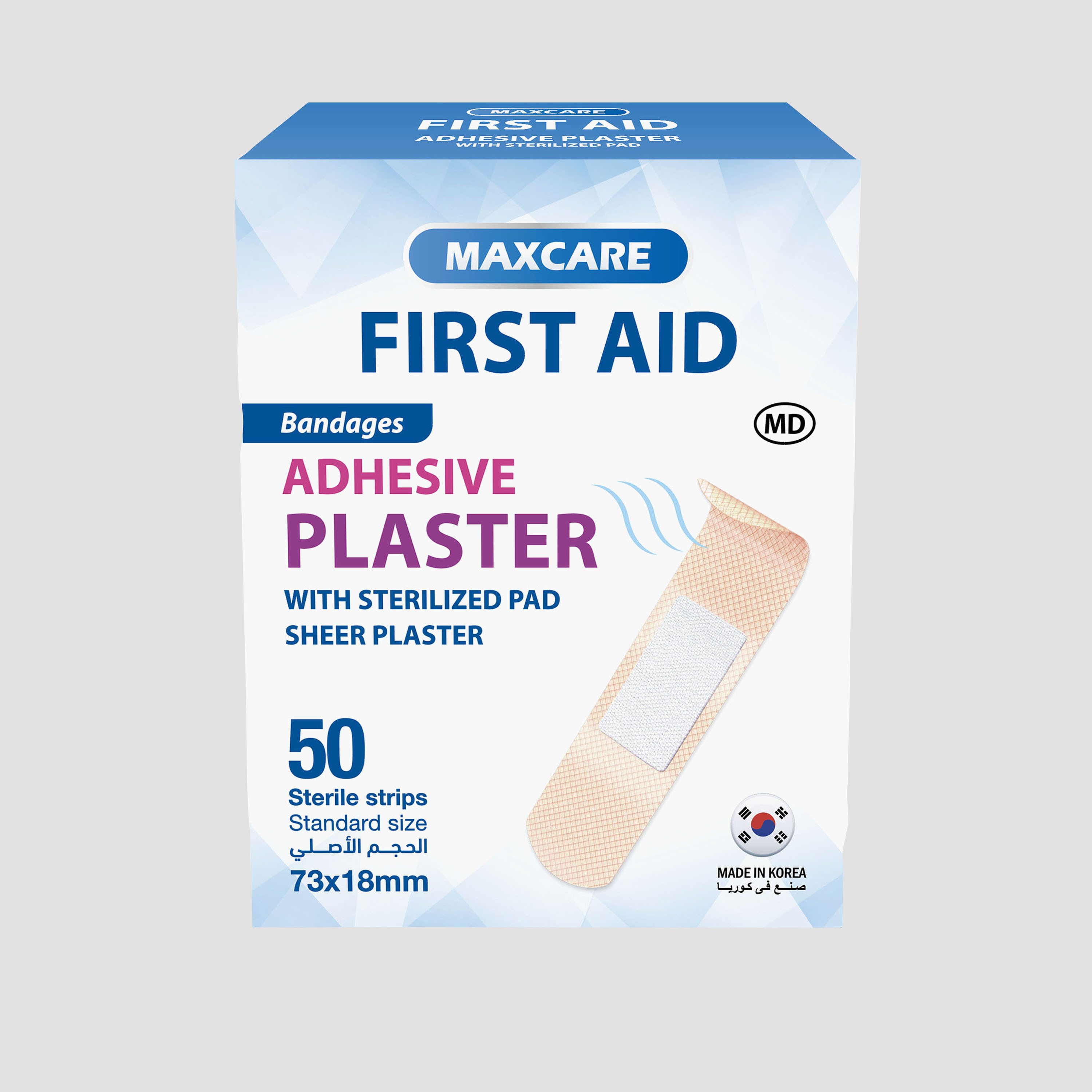 ضمادات شفافة مع ضمادة معقمة من ماكس كير - 50 قطعة - 73 × 18 مم-baby-healthandsafety-thermometersandaspirators-image-1