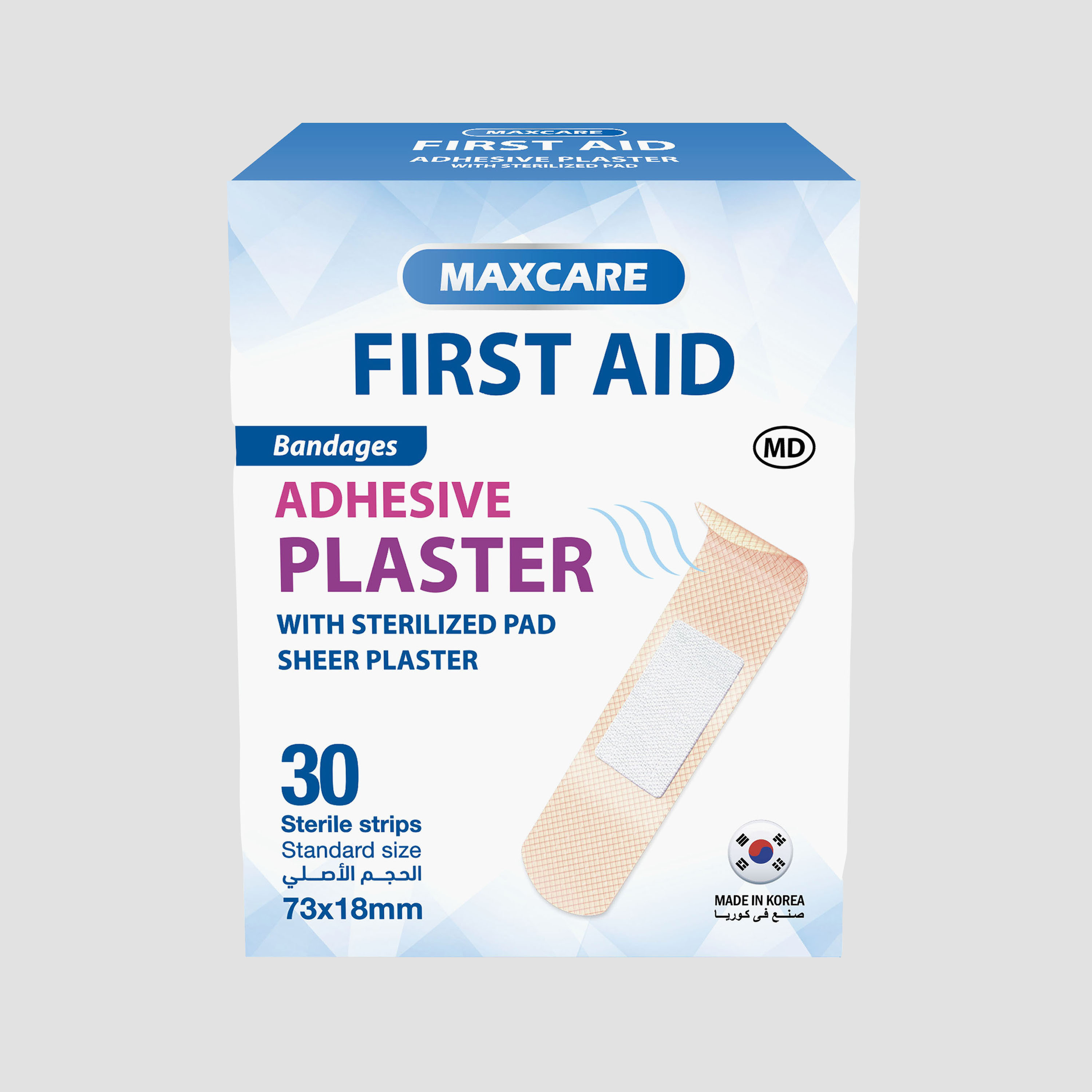ضمادات شفافة مع ضمادة معقمة من ماكس كير - 30 قطعة - 73 × 18 مم-baby-healthandsafety-thermometersandaspirators-image-1