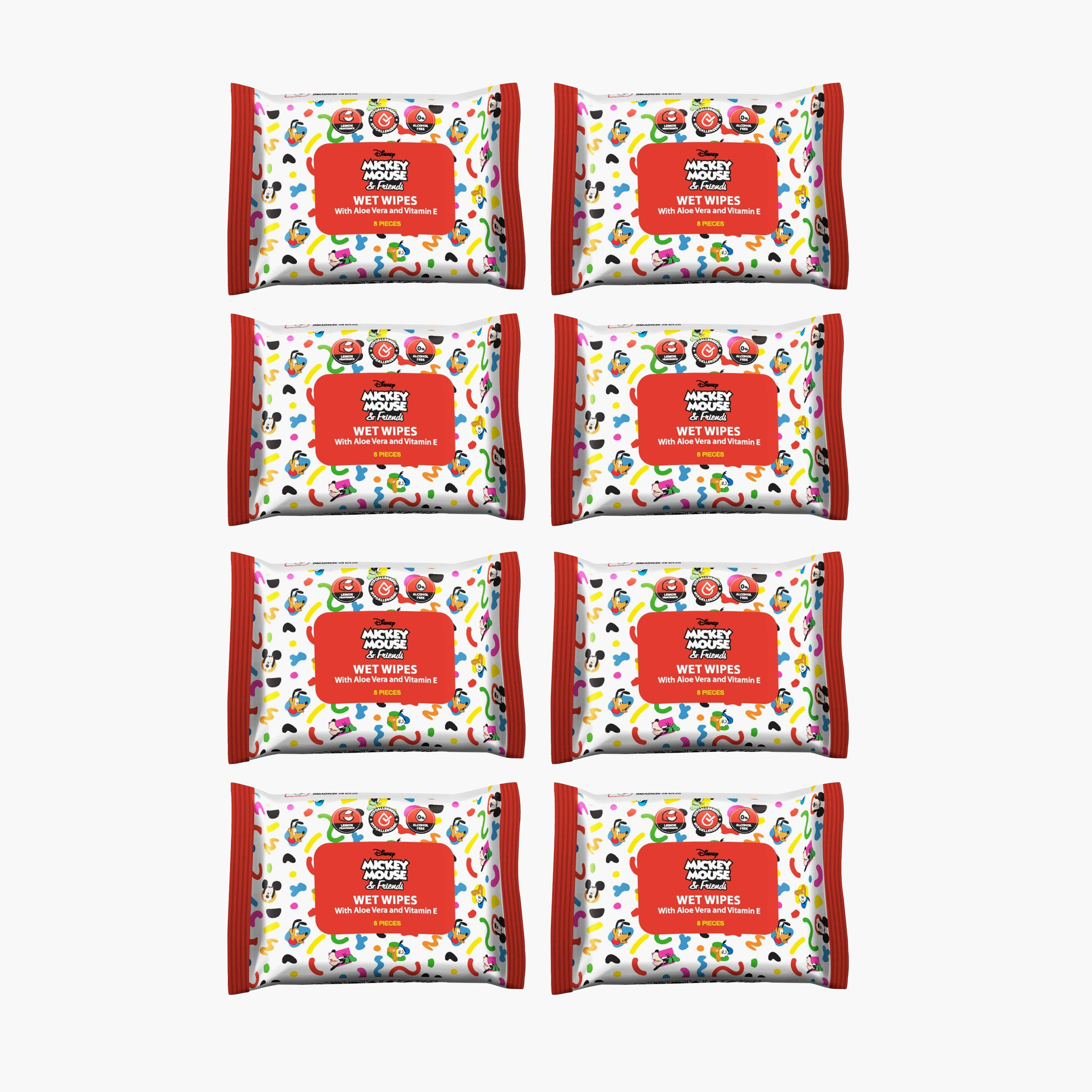 Fablab Wet Wipes with Aloe Vera & Vitamin E - Mickey Mouse - 8-Piece x Pack of 8-baby-diapering-babywipes-image-1